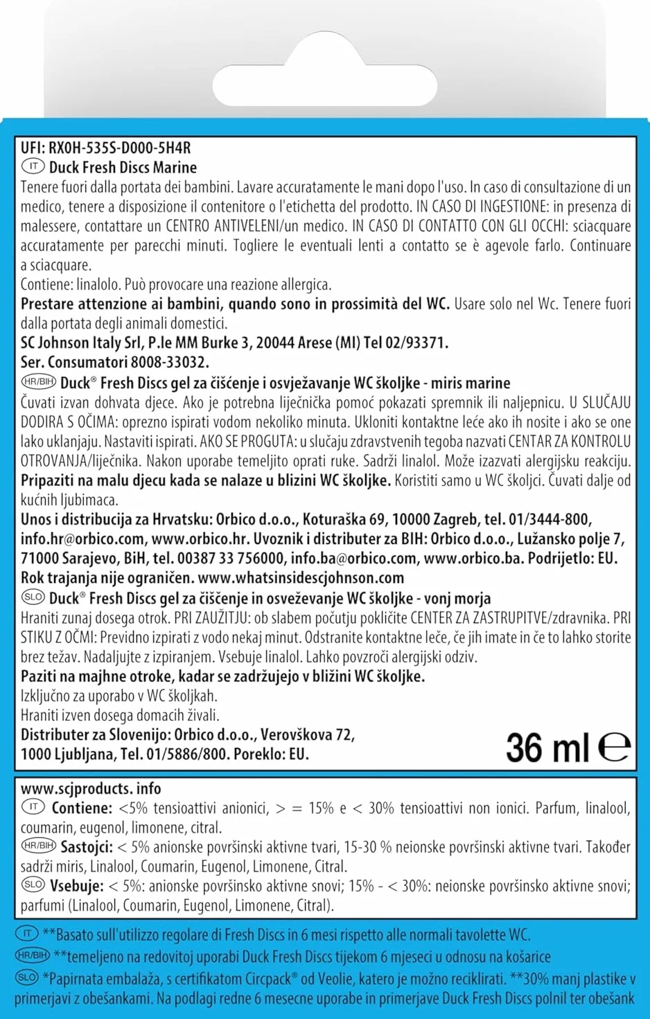 Duck Fresh Discs Base per Dischi Gel Igienizzanti WC, Fragranza Marine, Confezione da 1 Applicatore e 6 Dischetti
