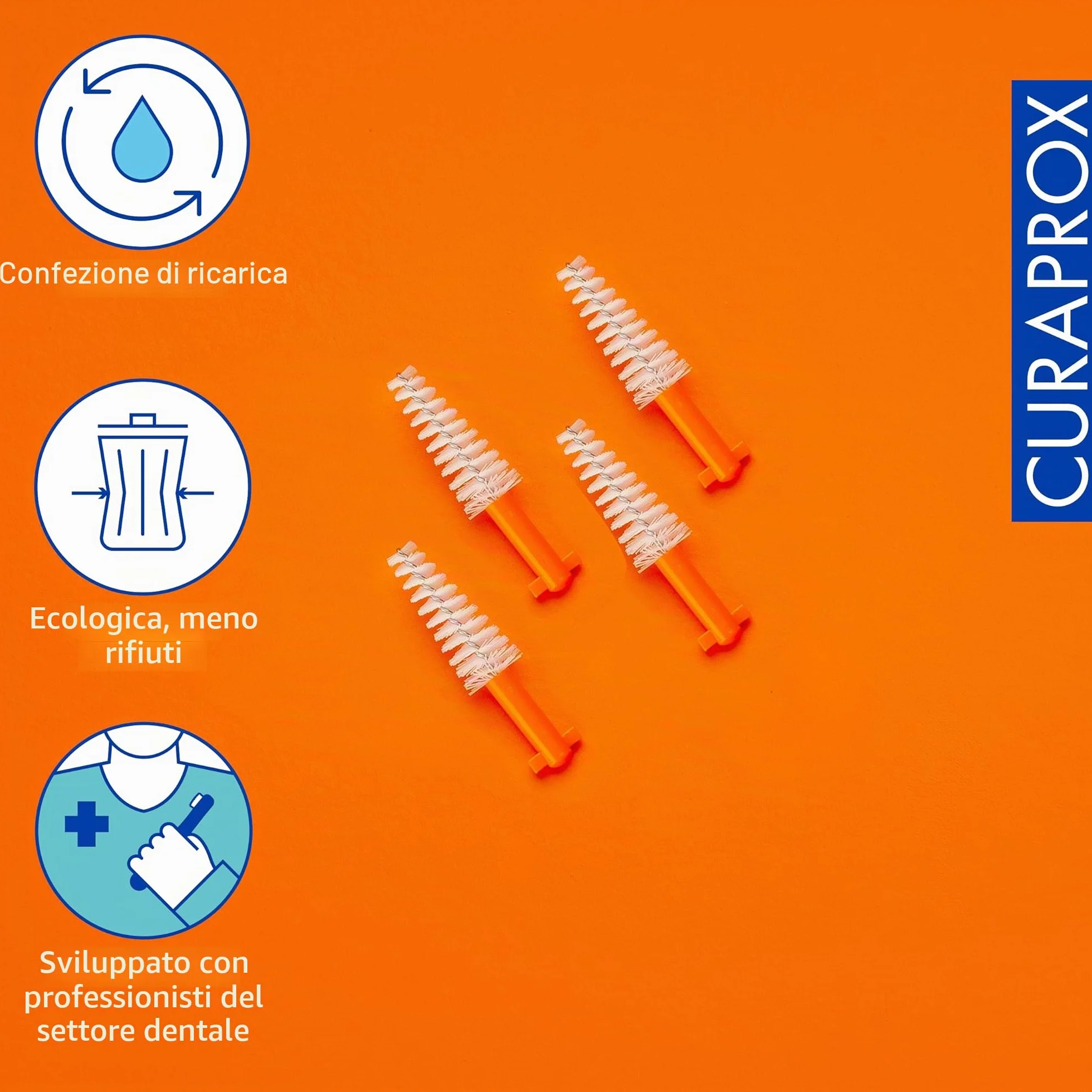 Curaprox Spazzolino interdentale Refill Ortho-Size 14 4-Pack Arancione