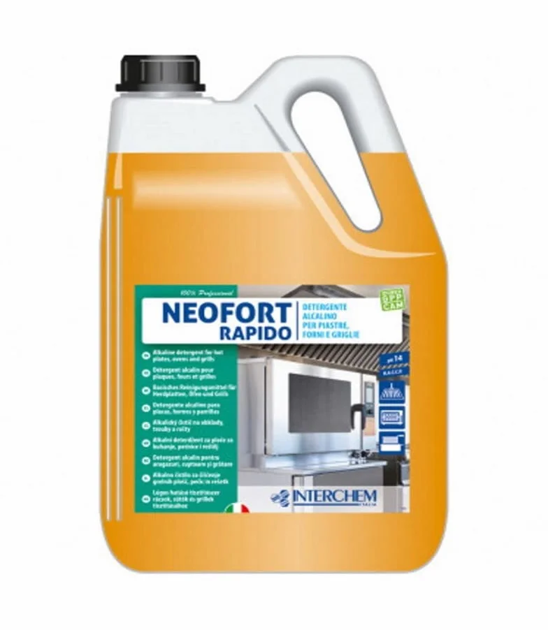 Neofort Rapido detergente alcalino per piastre forni e griglie rimuove grasso carbonizzato rapidamente - Confezione : 2 taniche kg.5,75