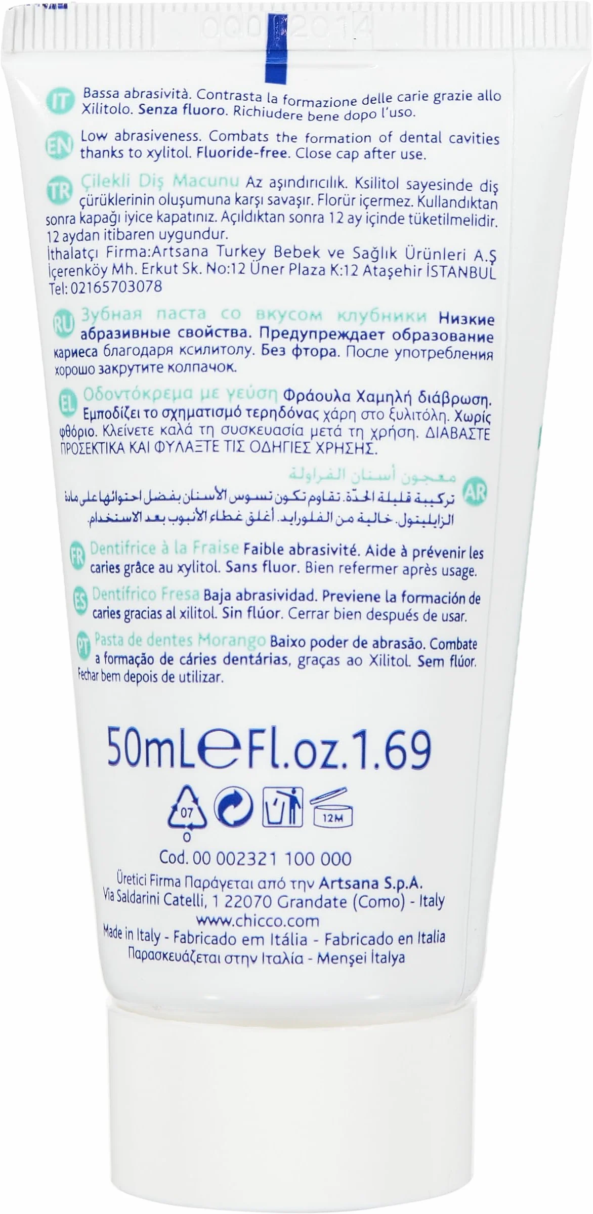 CHICCO Dentifricio Fragola Bambini 12 mesi