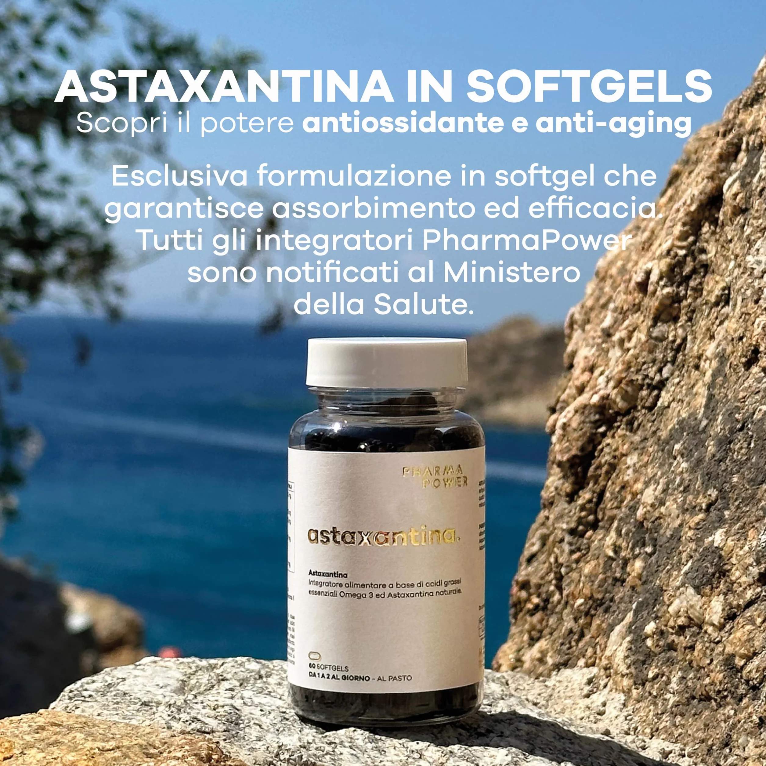 PharmaPower Astaxantina 8 mg Integratore Antiossidante Omega 3 60 Softgels