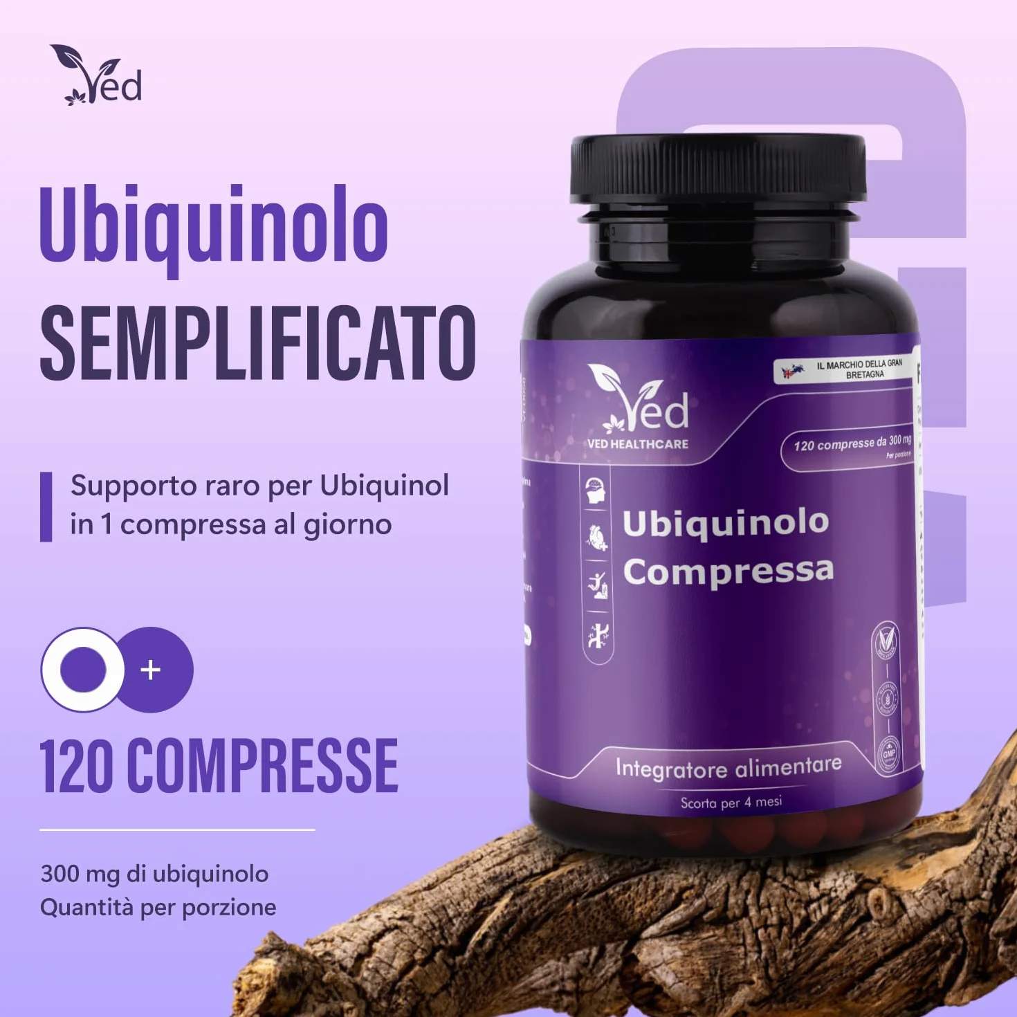 Con Ubiquinolo | Forma attiva coq10 | Elevato assorbimento/Bioattività migliorata | 300 mg,