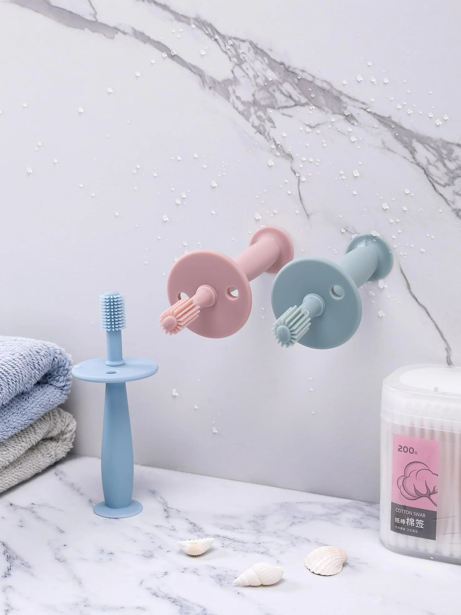 PandaEar Silicone Spazzolino da denti per neonati (4 set)| 2 spazzolino giochi dentizione neonato + 2 spazzolino da dito neonato sollievo| massaggia gengive neonati refrigerante, 3 mesi in su