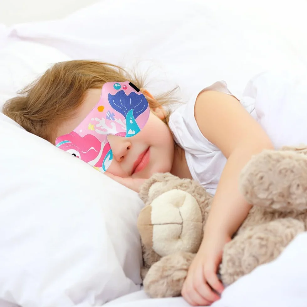 Maschera per Dormire per Bambini, Maschere per Dormire, 2 Pezzi Maschera per Dormire 3D per Bambini, Mascherina per Dormire Morbida con Cinturino Regolabile per Pisolino, Viaggio, Campeggio