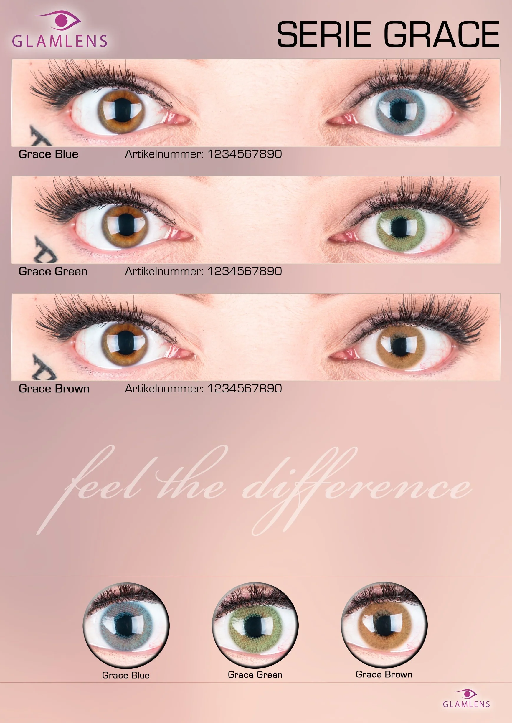 GLAMLENS Lenti a Contatto Colorate Grace Blue 2 Pezzi Mensili Silicone Idrogel Blu Naturali 0.00 Diottrie