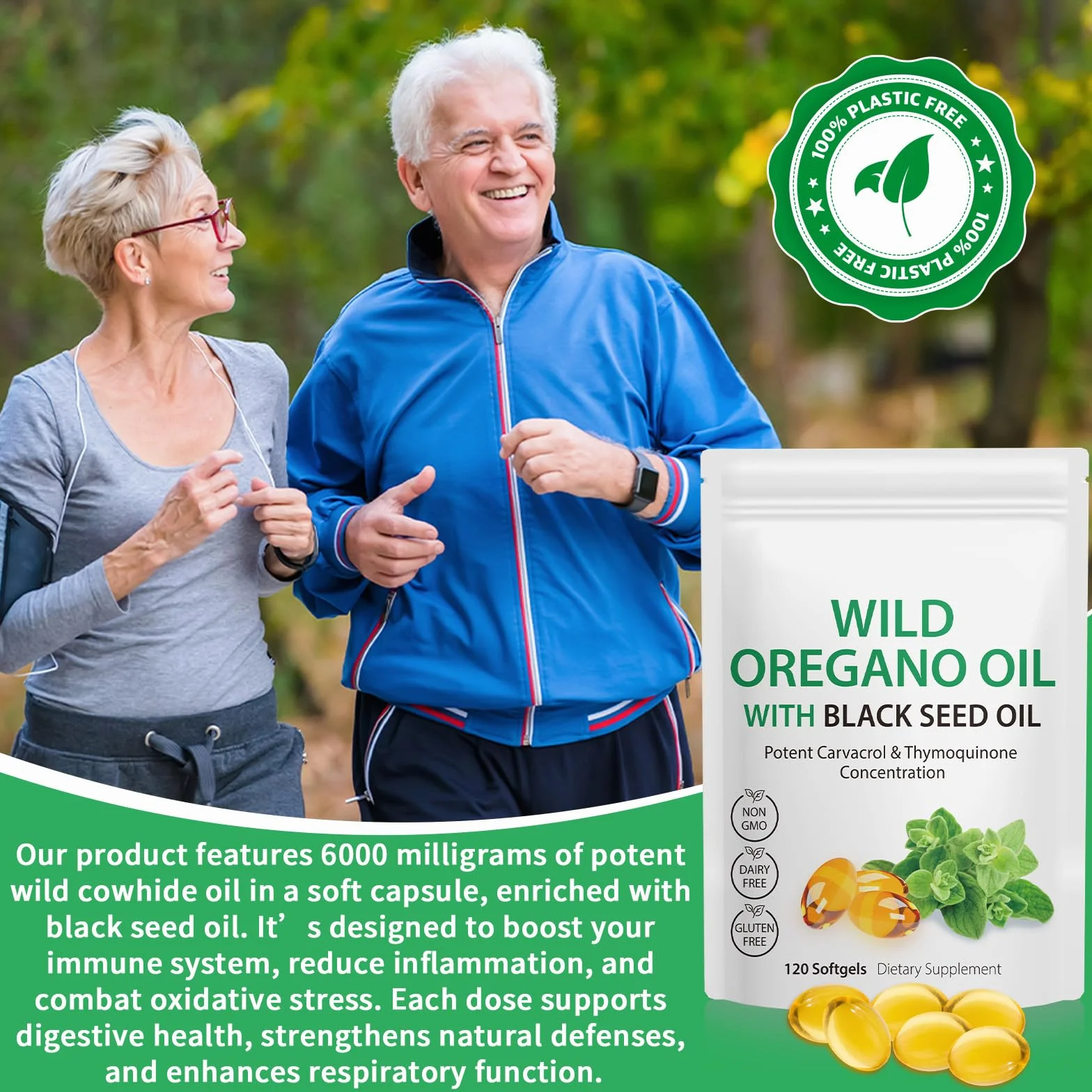 Olio di Origano 120 Capsule 6000 mg con Olio di Semi Neri 200 mg e Carvacrolo 165 mg
