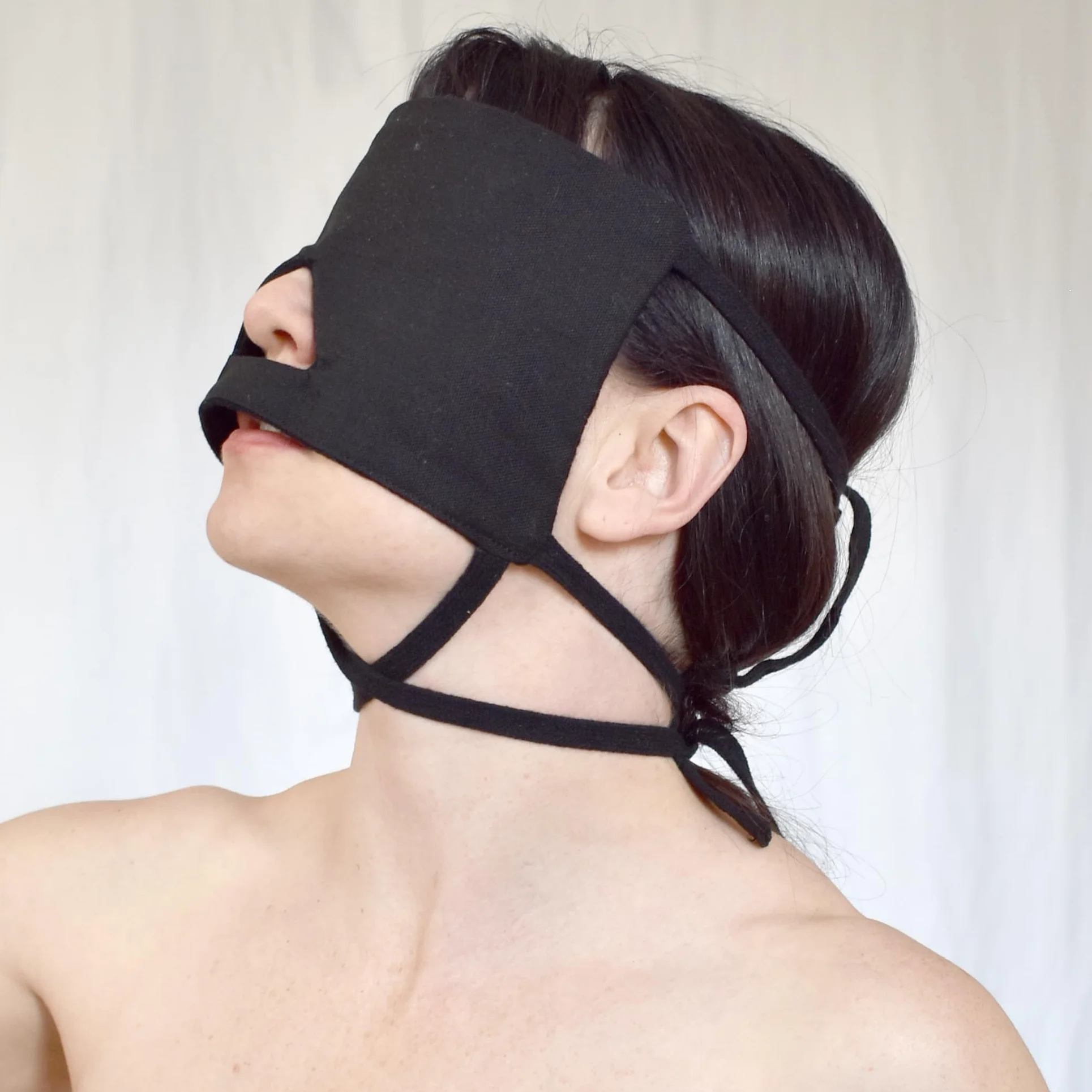 Benda BDSM in cotone – maschera opaca per gli occhi, 3 cinghie regolabili