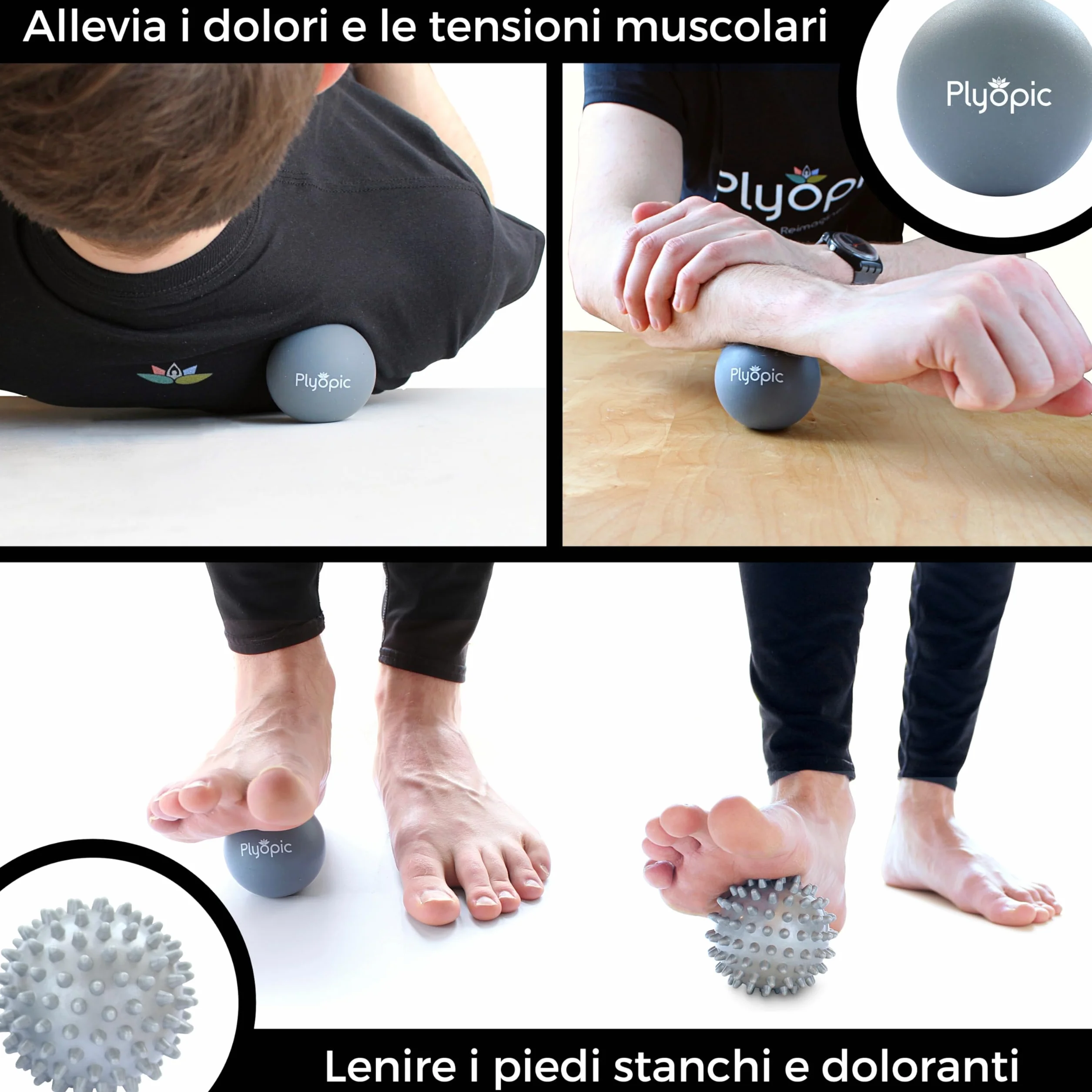 Plyopic Palline da Massaggio (Set di Massage Balls) | Sfere Massaggianti Muscolari per Automassaggio, Il Rilascio Miofasciale, Trigger Point, Crossfit e la Fascite Plantare