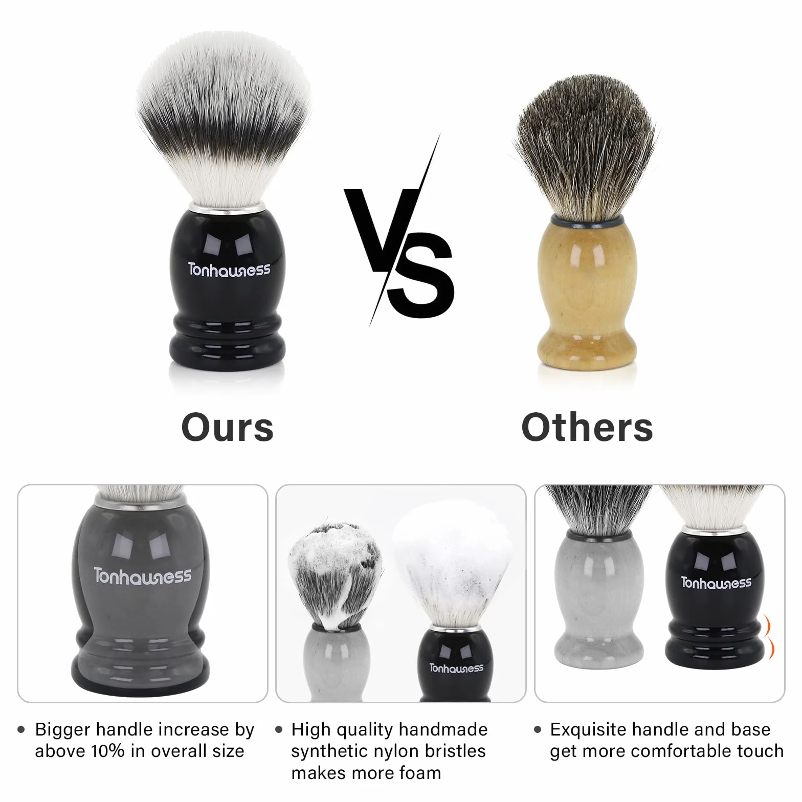 Kit per pennello da barba per uomo, set da barba 3 in 1 include pennello con setole in nylon, ciotola da barba in acciaio inossidabile a 3 strati e supporto per la rasatura con modellazione integrata