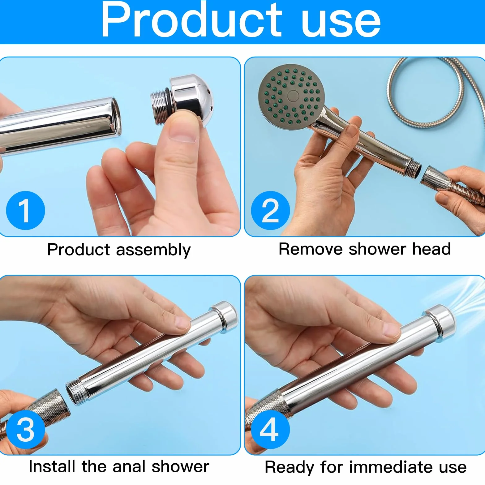 iwobi Doccia Clistere in Alluminio,Soffioni Doccia per clistere Detergente per Anale Vaginale Colonic,con 3 Soffione per Doccia