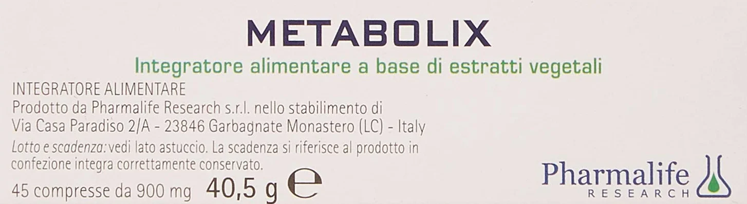 Pharmalife Research Metabolix Integratore Alimentare 45 Compresse