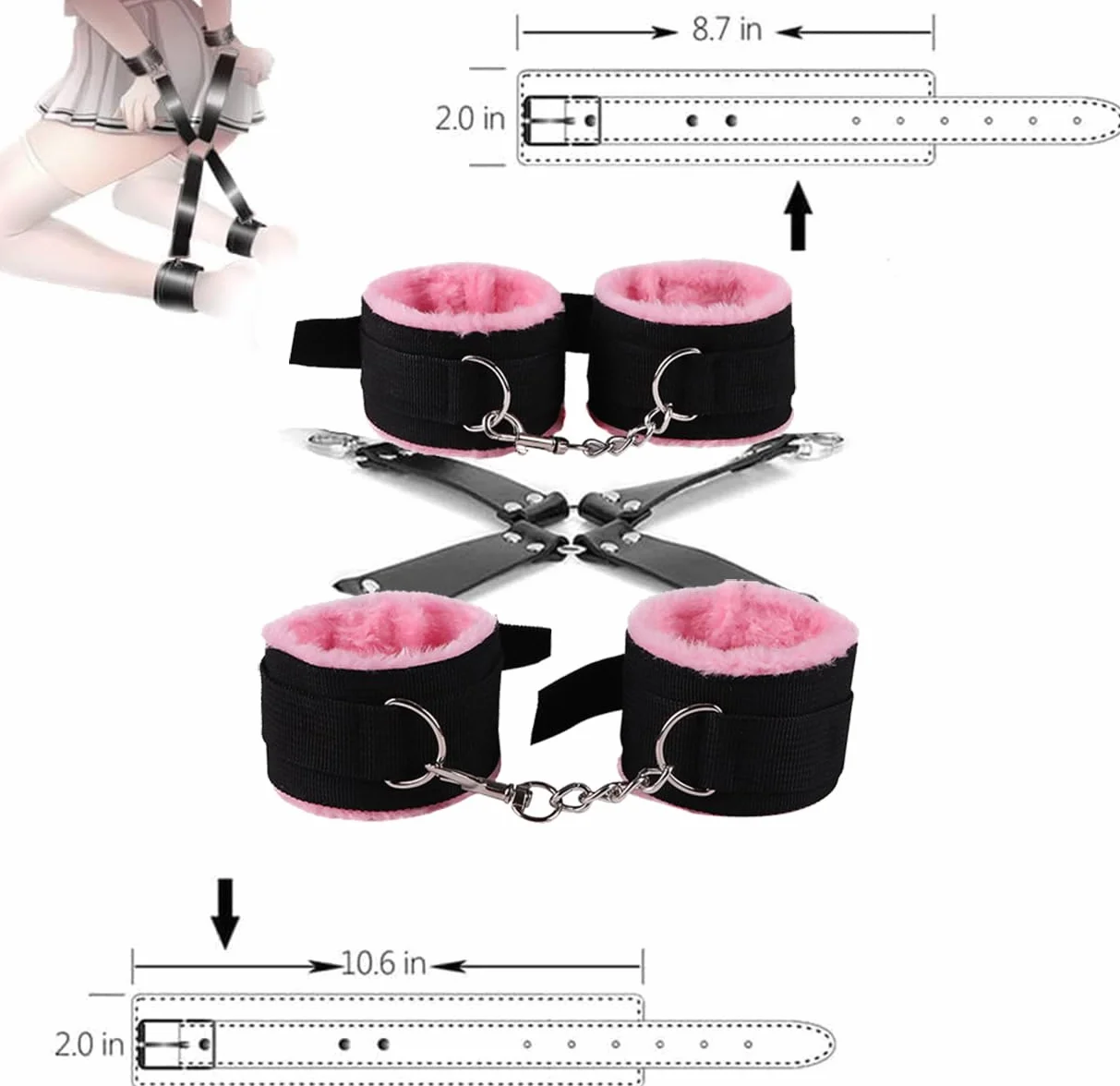 𝙨𝙚𝙭 𝙗𝙤𝙣𝙙𝙖𝙜𝙚 Set da Yoga in Nylon Rosa da 10 Pezzi in Una varietà di Stili, Regali A Sorpresa per Le Feste