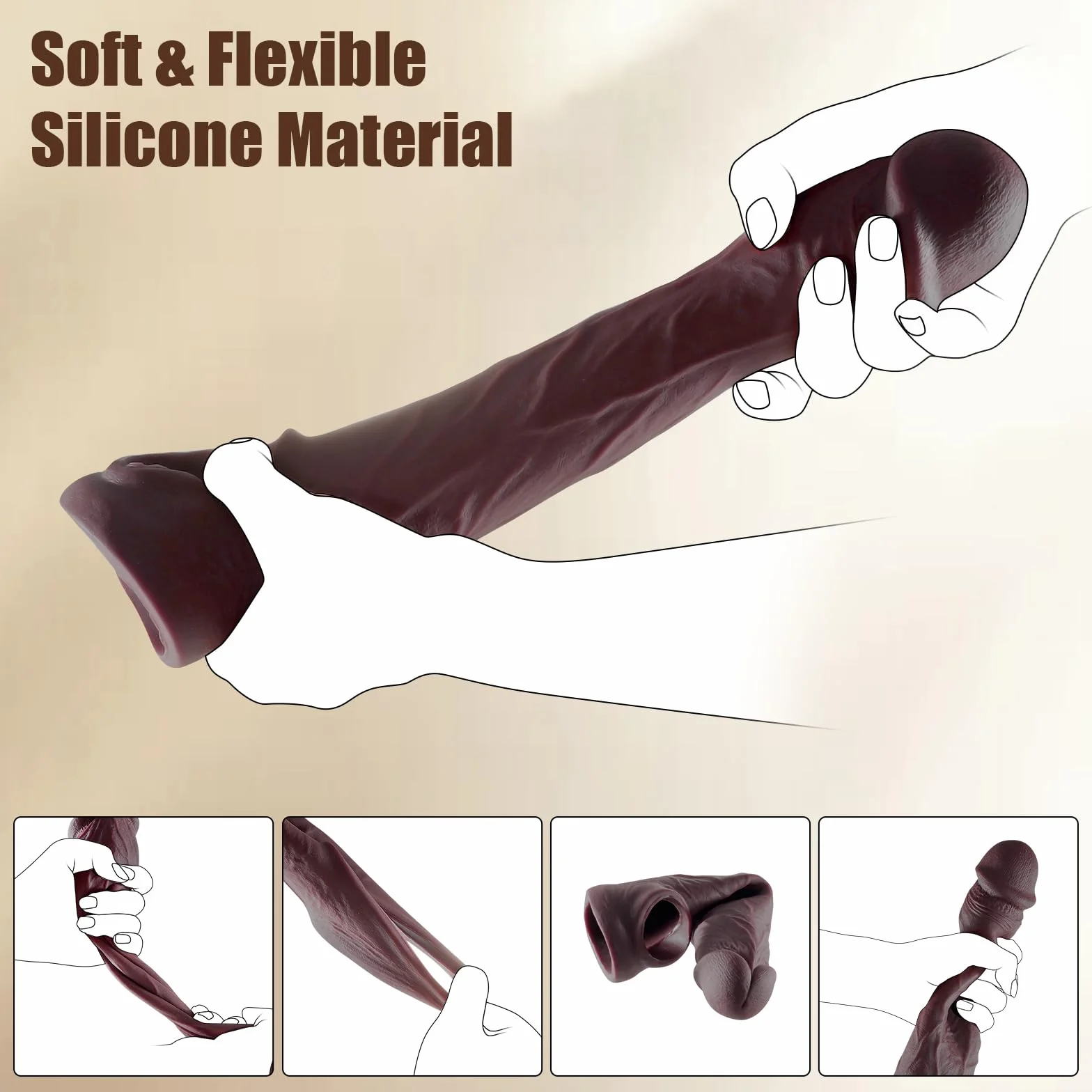 Guaina per pene, Sex Toy Guaina Fallica Realistico Prolunga Pene Indossabile Uomo, Toys Sessuali per Uomini Guaine e Prolunghe, Sex Toys per Coppie Donna