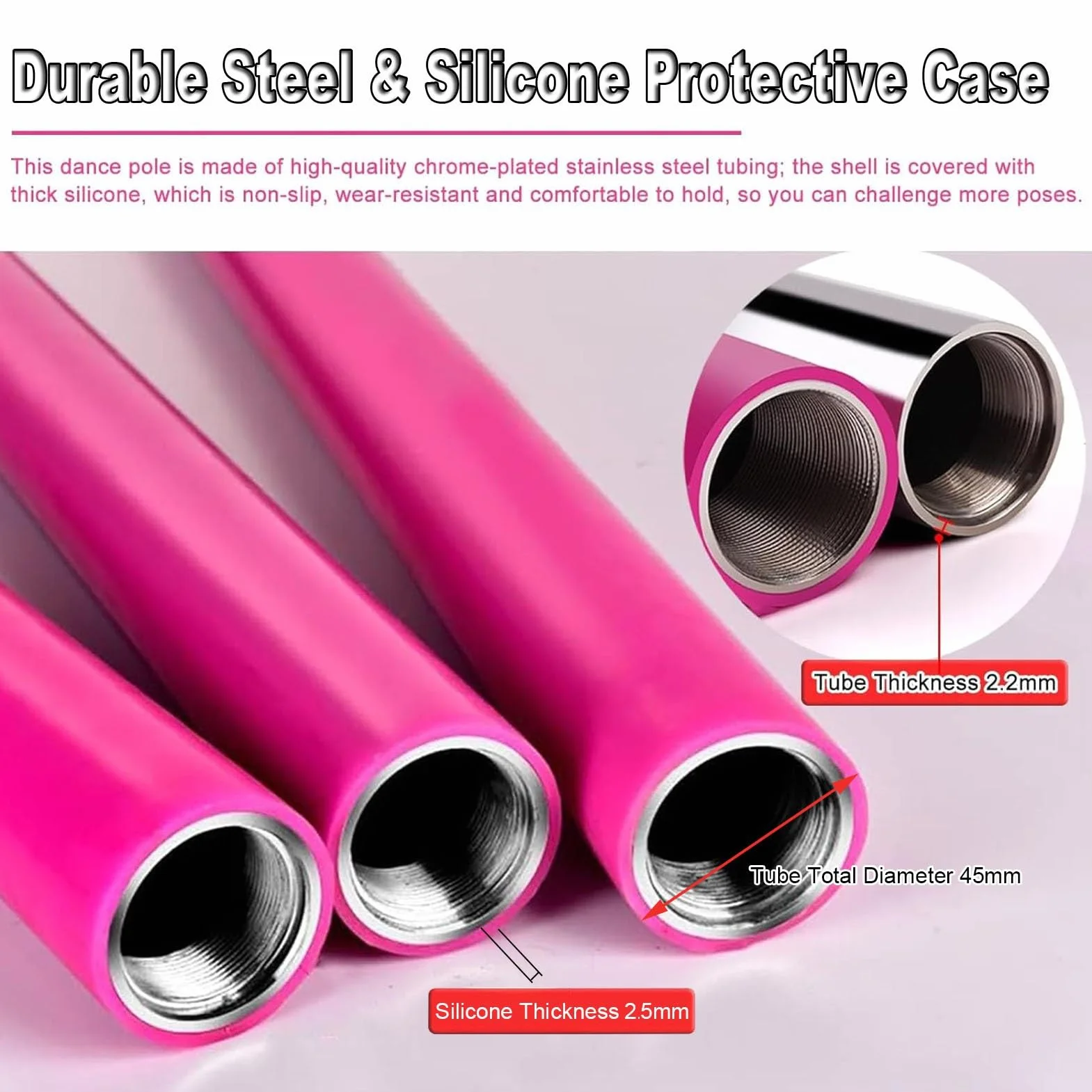Bastone rotante a 360° statico 45 mm silicone per camera da letto studio fitness