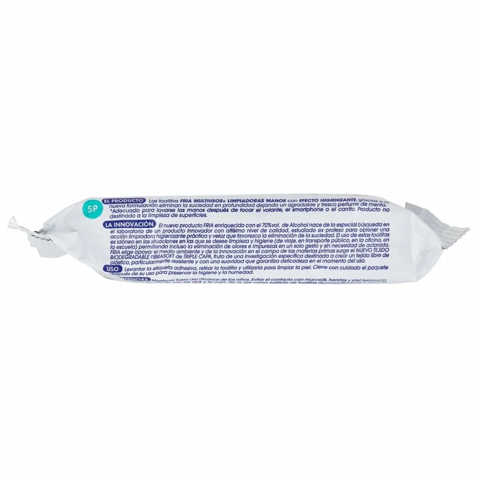 Fria MilleusiPiù Igienizzanti Salviette Detergenti 70% Alcol Tessuto Fibrasoft 3 Strati Biodegradabile 20 sztuk