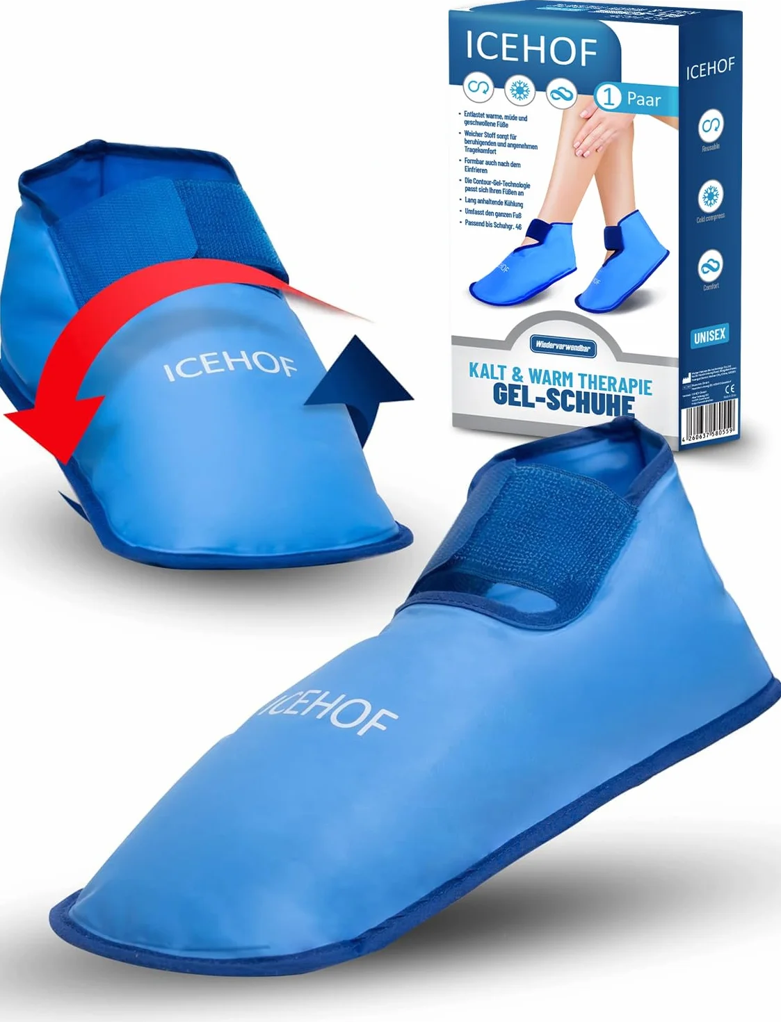 ICEHOF Scarpe refrigeranti + stivali – Tessuto delicato – Calze refrigeranti con gel terapia fredda per piedi piedi piedi per terapia chemioterapia reumatica – Taglia unica unisex