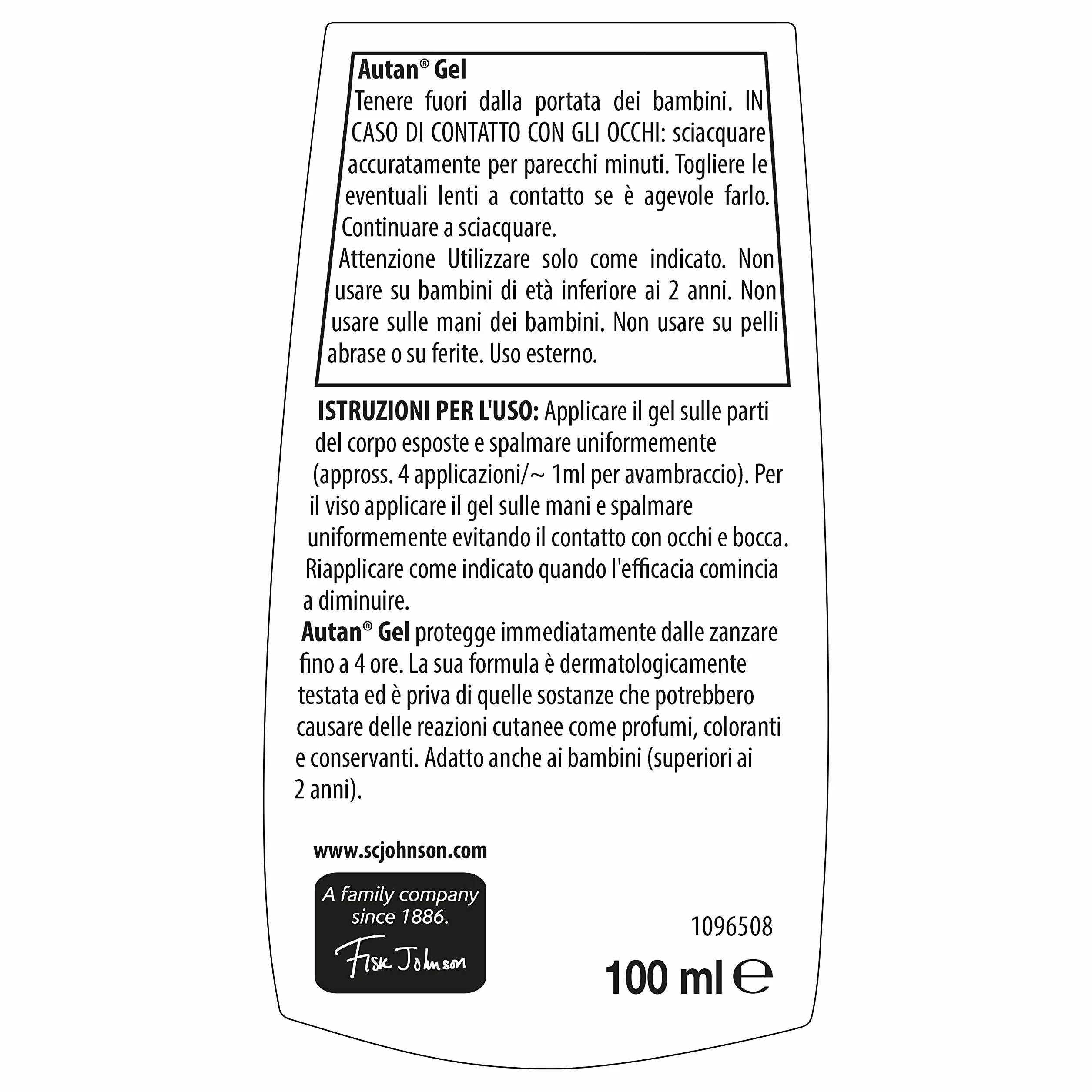 Autan Junior Gel, per Bambini oltre 2 Anni, Insetto Repellente e Antizanzare, 1 Confezione da 100 ml, Senza Profumo, Dermatologicamente Testato