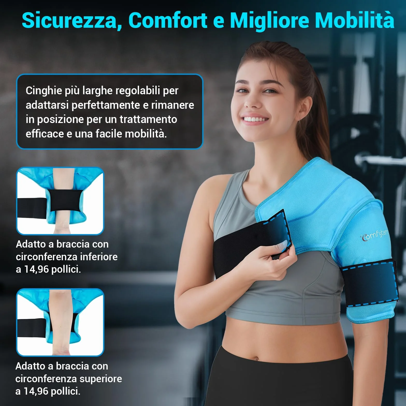 Comfytemp Borsa del Ghiaccio 3D per Spalla, Terapia Calda e Fredda, Sinistra e Destra (S/M)