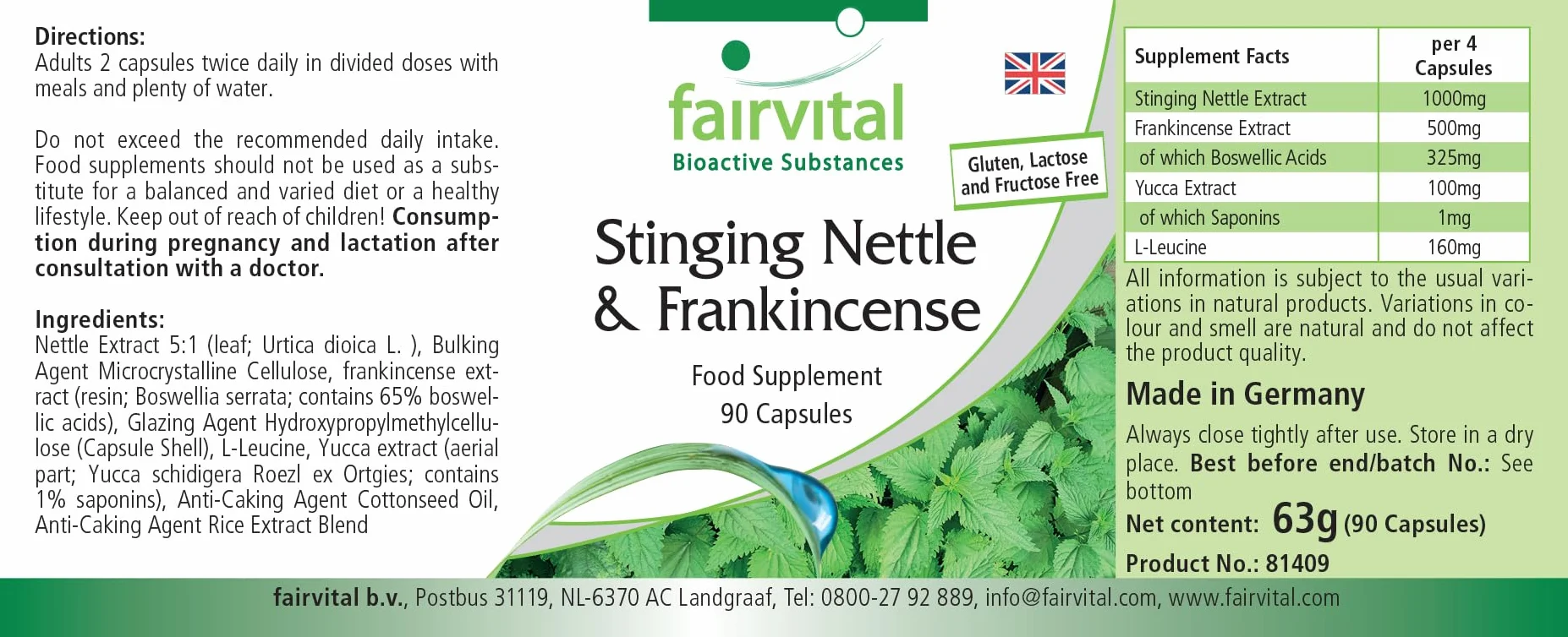 Fairvital Ortica Boswellia 90 Capsule 4000 mg Estratto Vegane