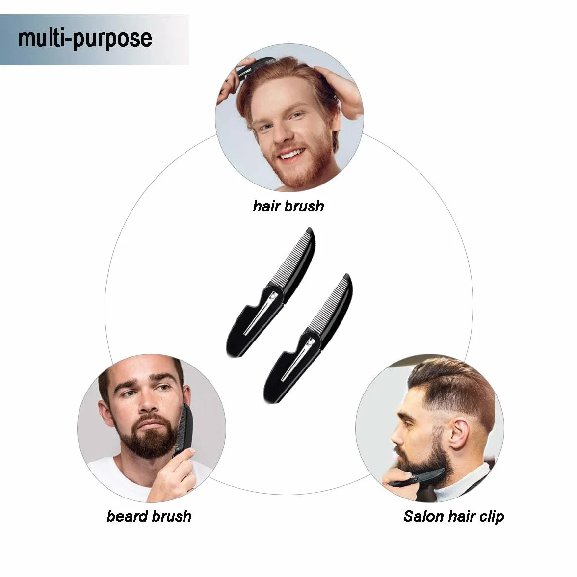 Confezione da 2 pettini per barba pieghevoli per uomo pettine per baffi pettine piccolo tascabile pettine per baffi pettine per capelli portatile per styling uomo pettini per barba e baffi