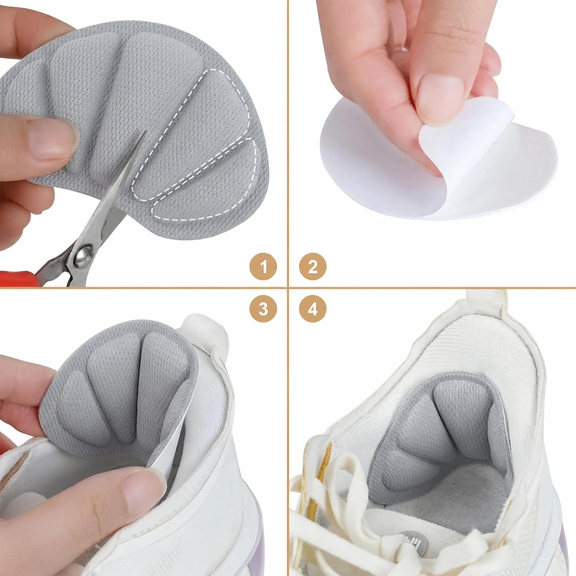 3 PAIA cuscinetti salva tallone per scarpe, proteggi tallone autoadesivo, solette antiscivolo, inserti morbidi per prevenire sfregamenti & vesciche (grigio)