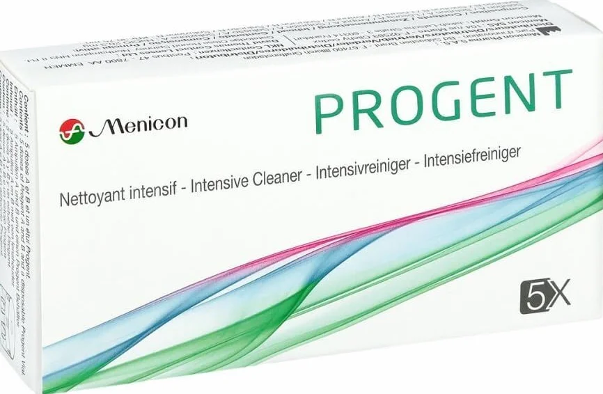 Menicon Progent SP - Detergente intensivo per lenti a contatto, 5 fiale A+B + contenitore, 1 x 5 pezzi