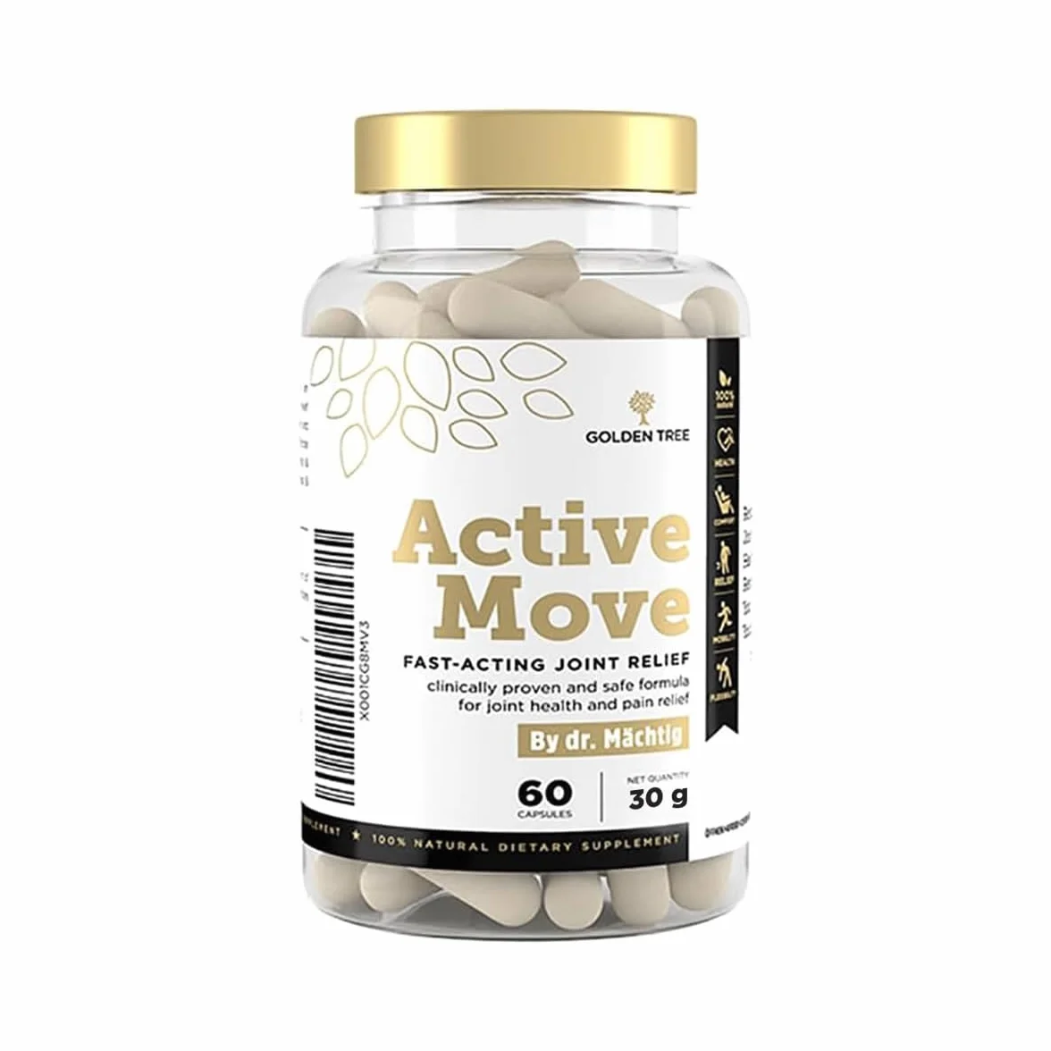 Golden Tree Active Move Integratore Articolazioni Boswellia Acido Ialuronico Collagene UC-II Vitamina C 60 Capsule