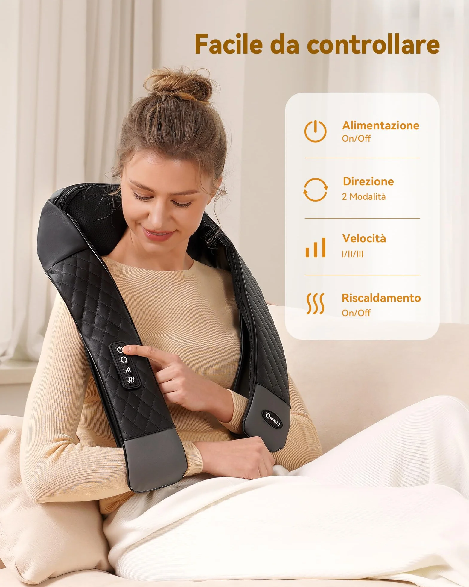 KNQZE® Massaggiatore cervicale, 2026 Shiatsu 4D massaggiatore schiena e collo, Massaggio collo 4D con impastamento del tessuto profondo, Alleviare la fatica, Regalo donna uomo mamma