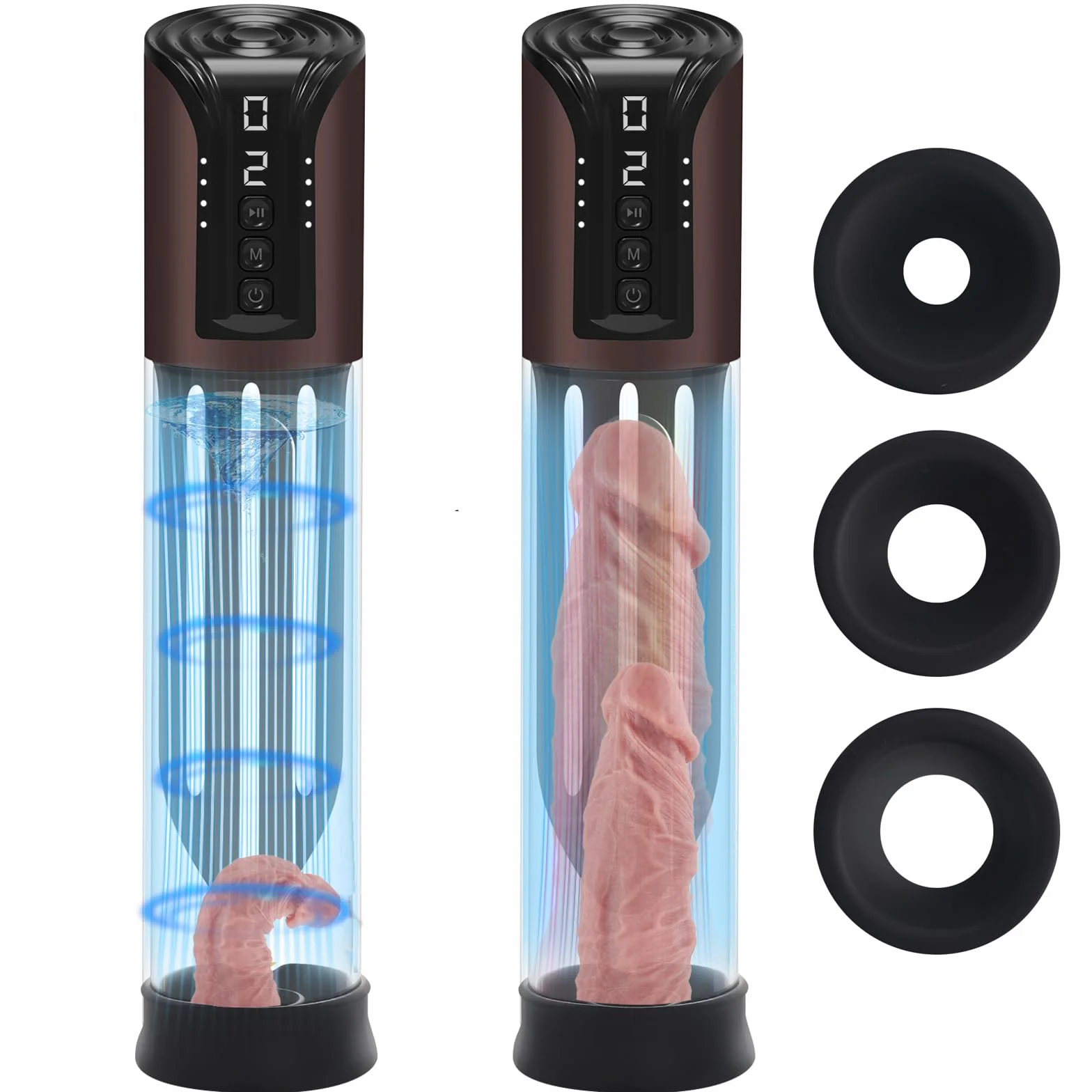 Pompe Per Ingrandimento Pene, Pompa A Vuoto Del Vacuum Device Con 4 Livelli Di Aspirazione, Masturbtore Per Pene Con 3 Maniche In Silicone,Giocattoli Sessuali Maschili