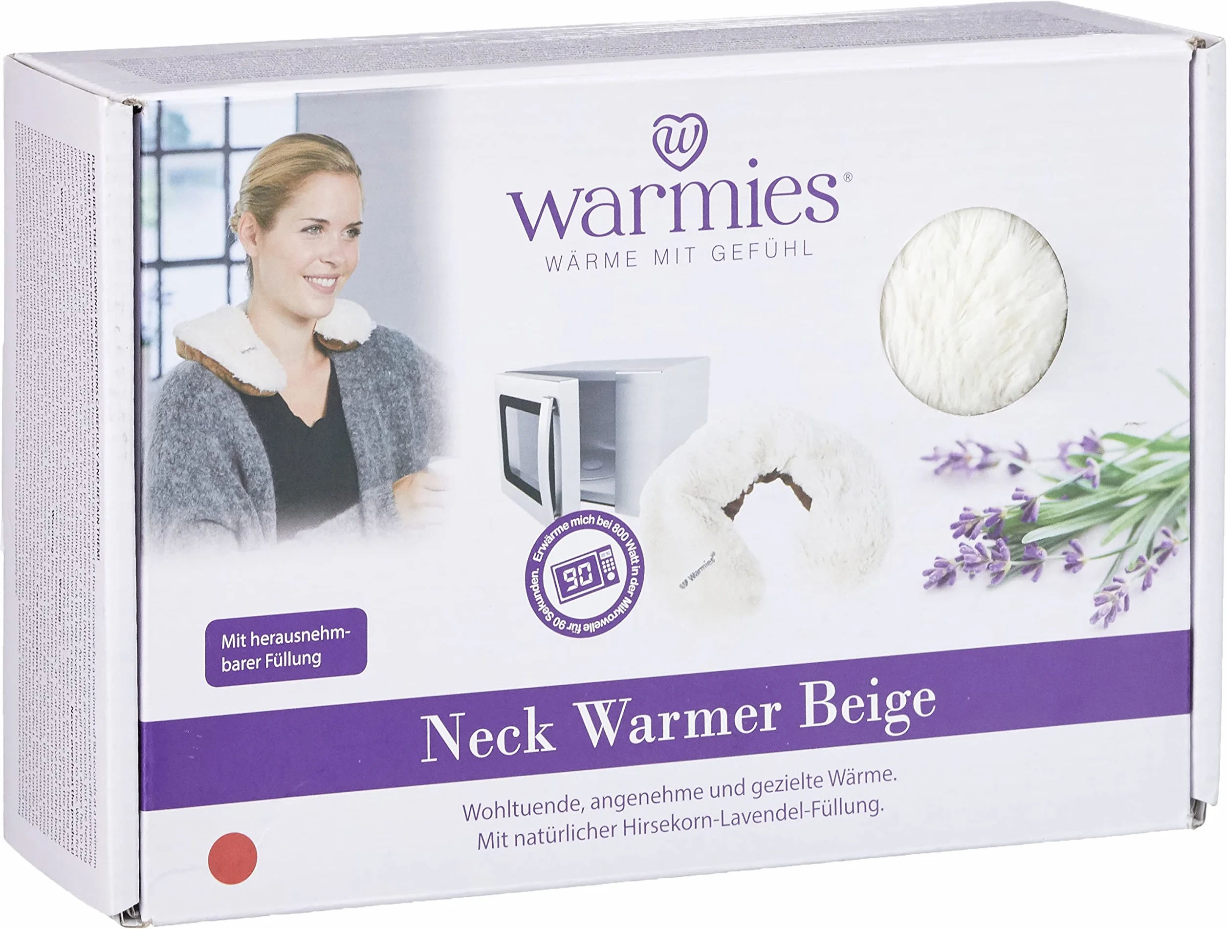 Warmies - Scaldacollo per microonde, con un rilassante profumo di lavanda - Beige