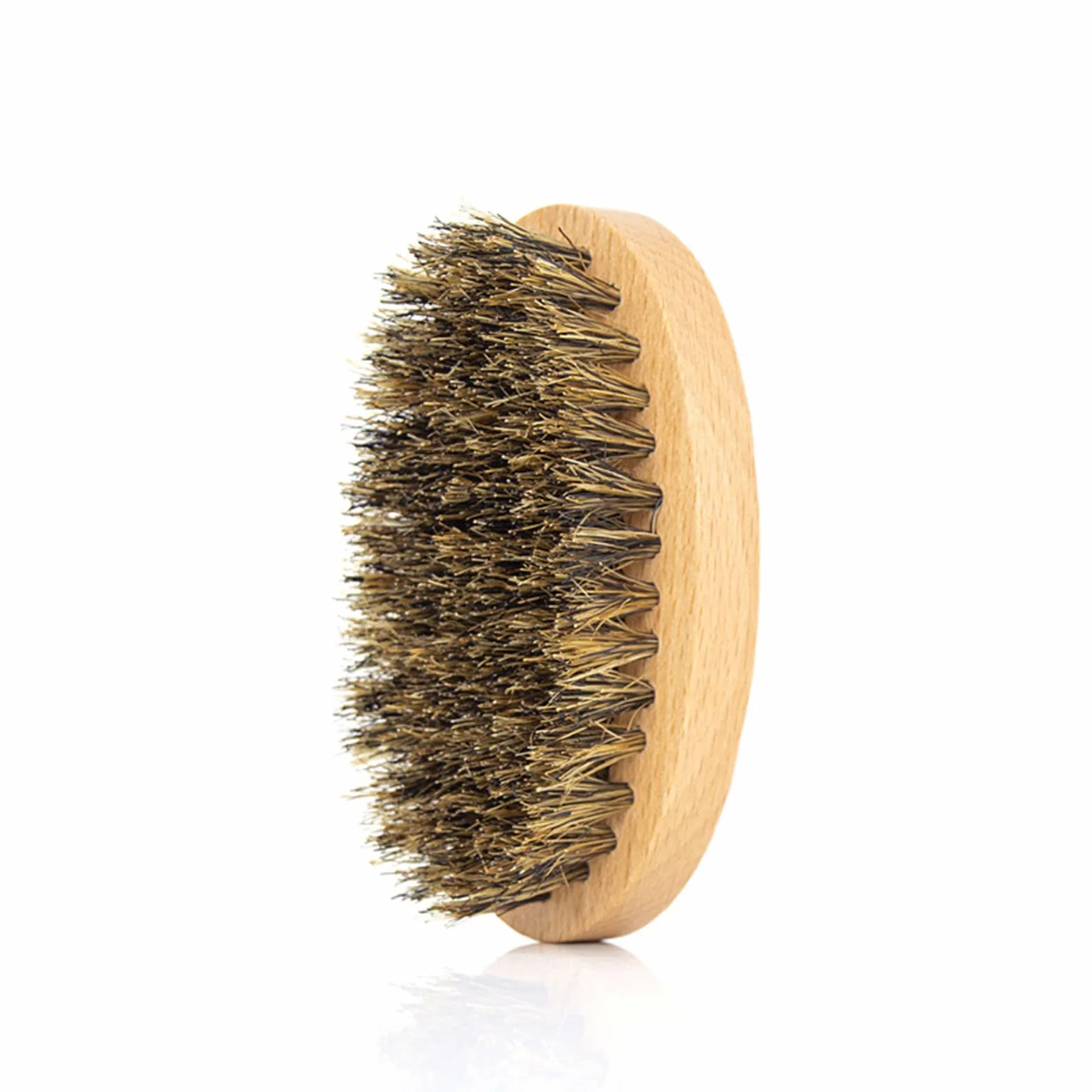 Spazzola da barba ovale con manico in legno setole di cinghiale Spazzola per barba e baffi Pettine da massaggio per uomini Strumento per la cura dei capelli del viso