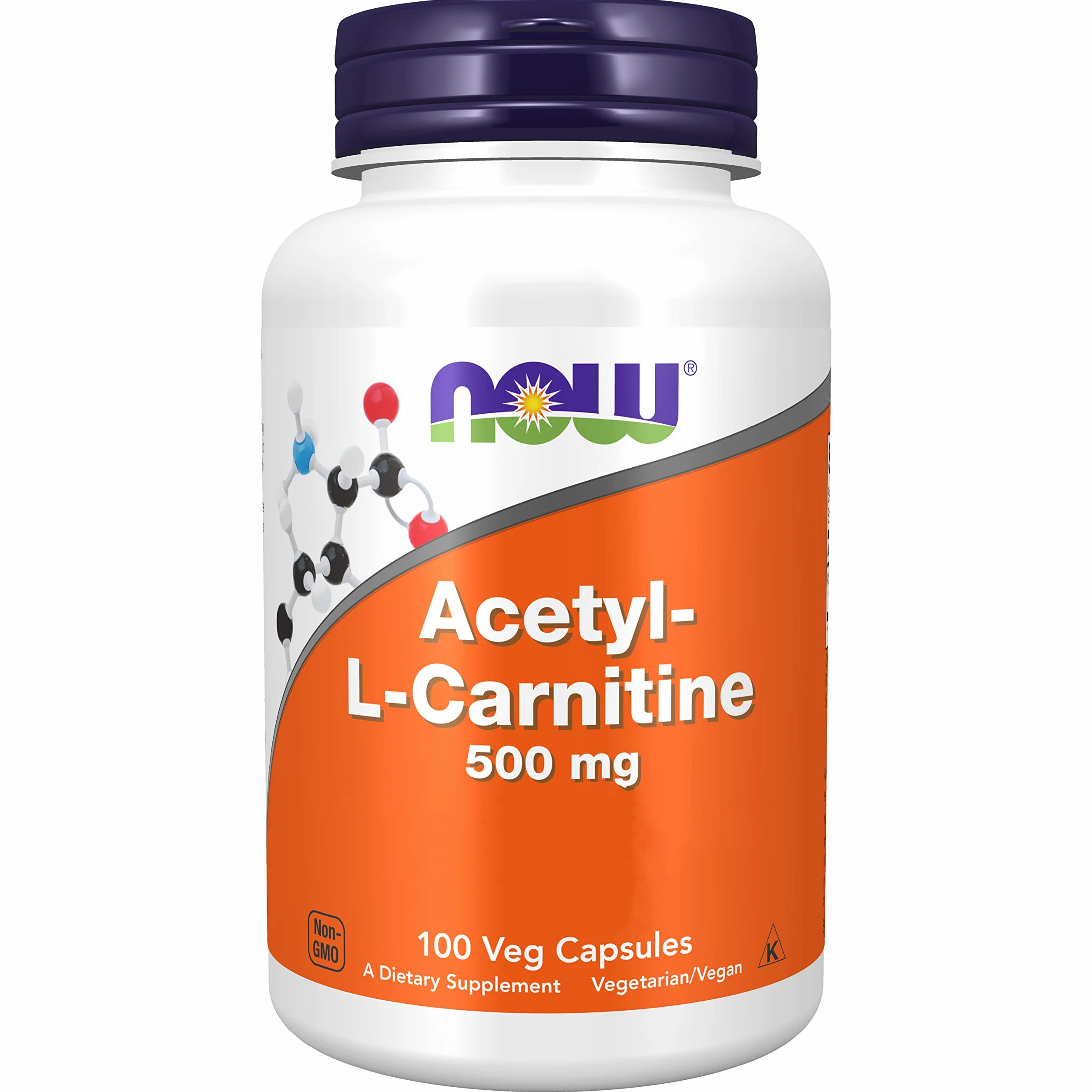 Now Foods Acetyl-L-Carnitine 500 mg 100 Capsule Vegane Aminoacido