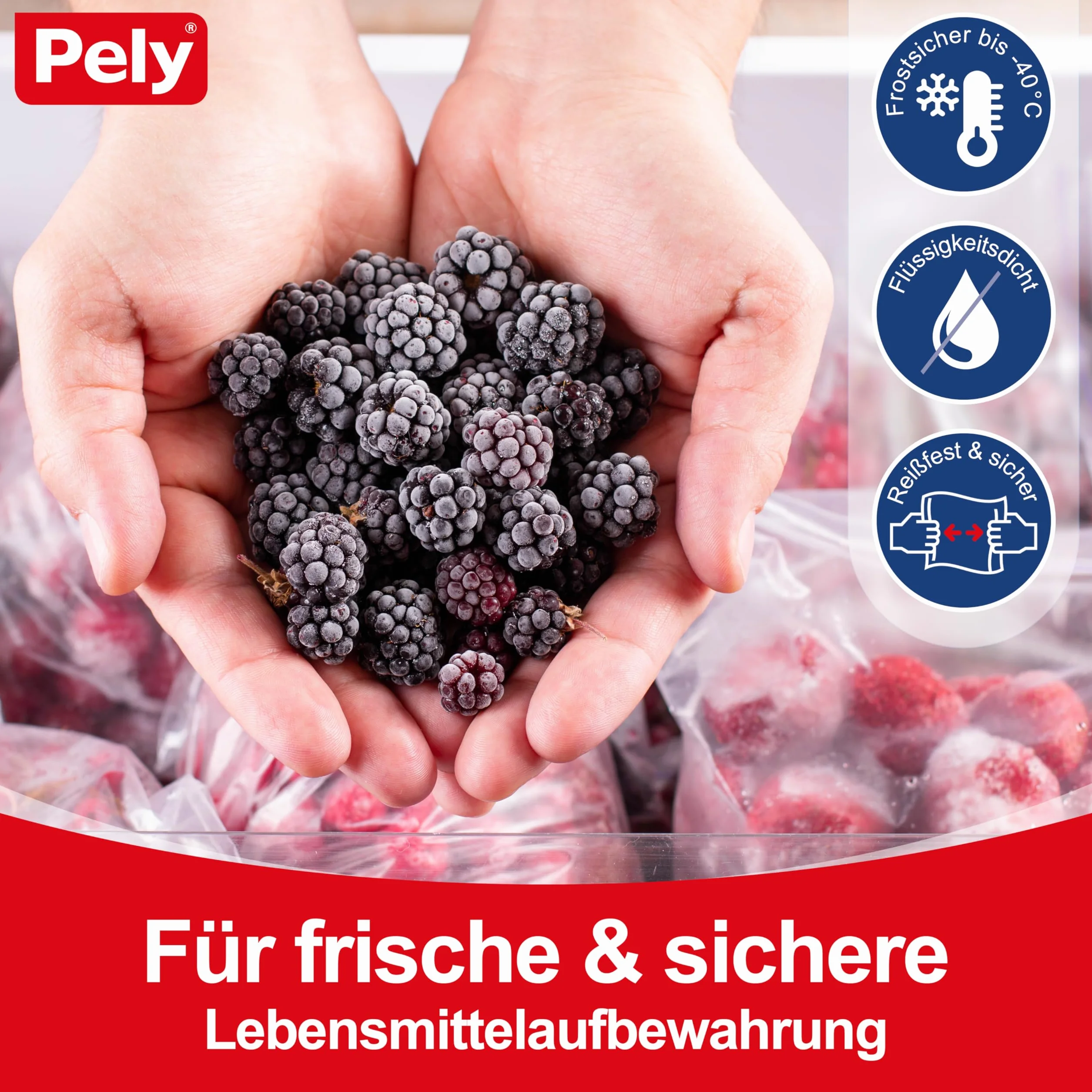 pely 8674 - Sacchetti per congelatore, 4 l, 45 sacchetti, confezione risparmio (4 litri)