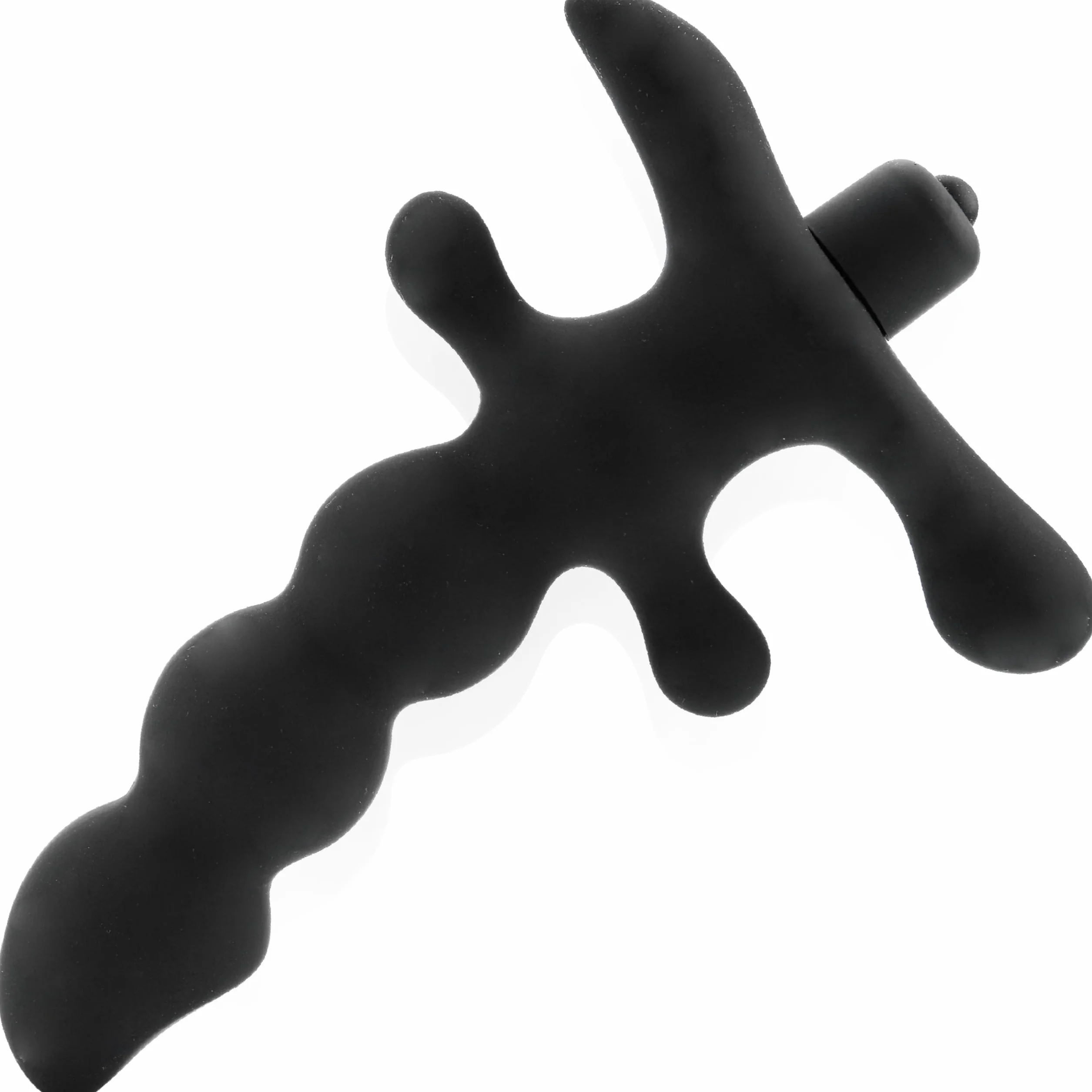 Vibratore prostatico Fops in silicone medico - Lunghezza 14 cm e design ergonomico a perline - Vibrazioni potenti per uomini e coppie - Vibratore anale per massaggio prostatico, Nero A11-12