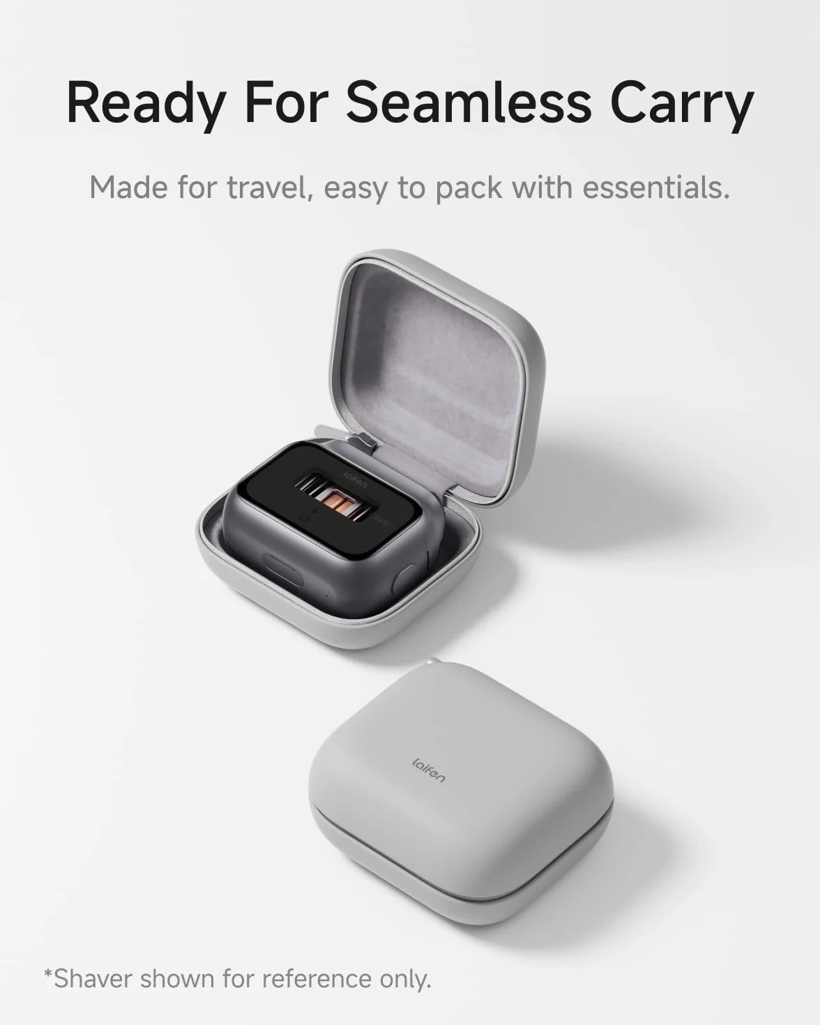 Laifen Custodia Da Viaggio per P3 Pro Rasoio Elettrico Interno Morbido Antiurto Texture Pelle Amichevole Design Leggero e Portatile, Ideale per Viaggi Professionali, Bianco (Grigio)