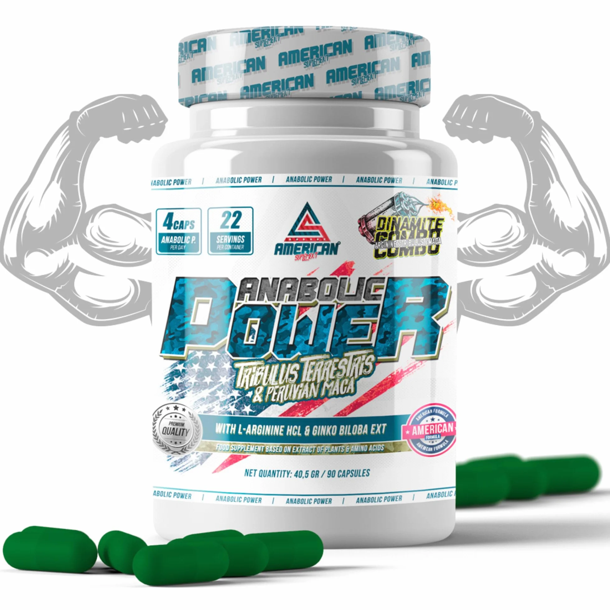 ANABOLIC POWER | Anabolizzanti Naturale | Gusto Neutro | Aiuta ad Aumentare la Tua Massa Muscolare | Arricchito con Ginkgo Biloba | 90 Capsule