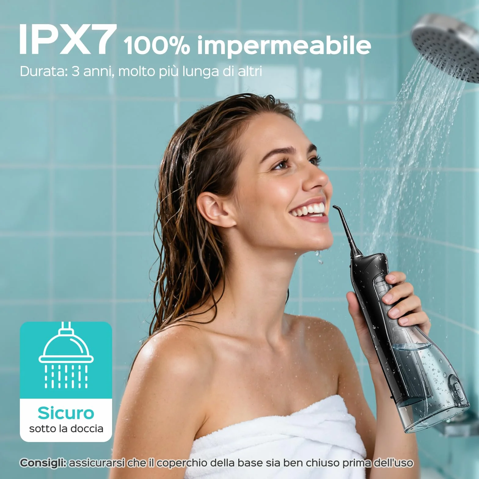 COSLUS C20 Idropulsore Dentale Portatile Senza Fili, 300 ML Irrigatore Idropulsore Ricaricabile Foppio Flusso Impermeabile IPX7 Water Orale Flosser Pulizia Denti Ideale per Viaggi a Casa Nero