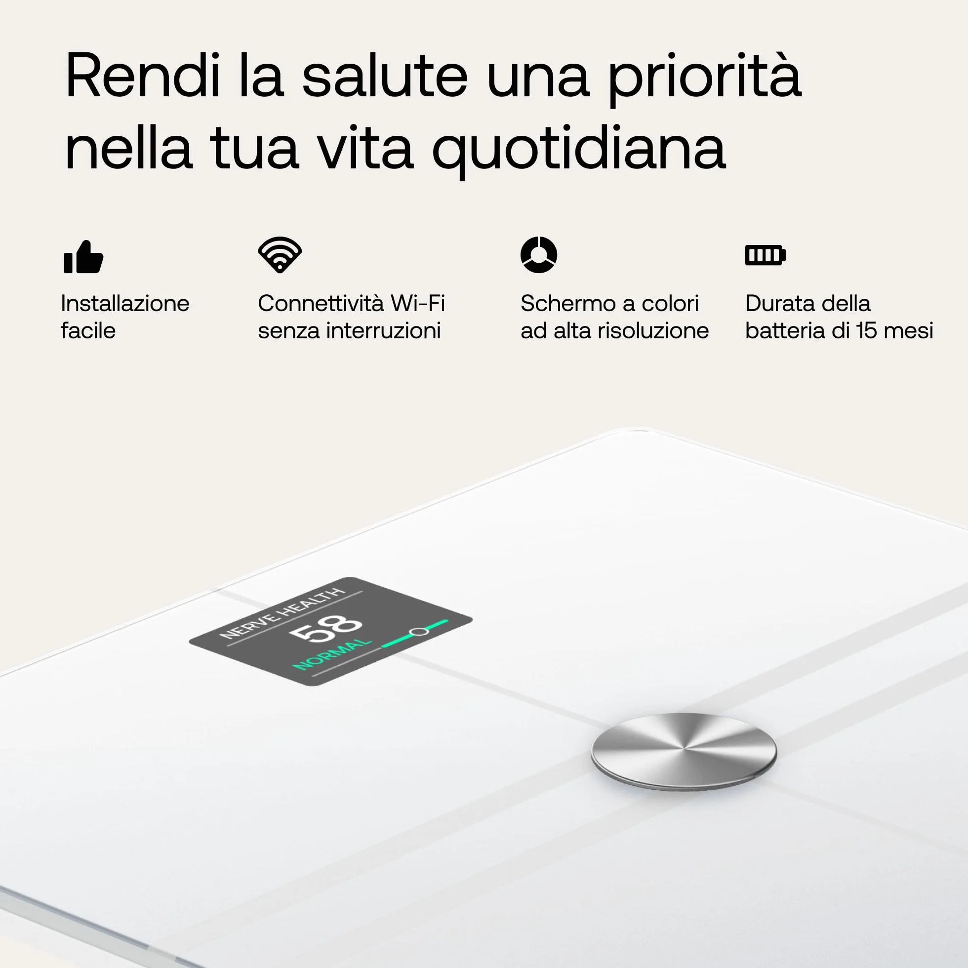 WITHINGS Body Comp - Bilancia pesapersone digitale WiFi con analisi corporea completa: peso, grasso corporeo, grasso muscolare, acqua e tracciamento cardiovascolare, Bilancia impedenziometrica, bianco