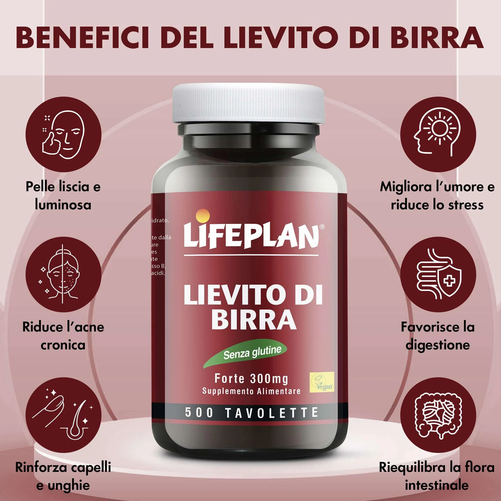 Lievito di Birra Compresse Integratore Unghie Pelle Capelli Niacina Tiamina Riboflavina 500 Tavolette Senza Glutine