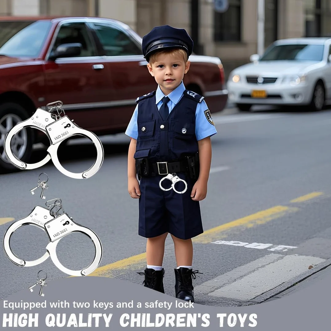 2 Pezzi Manette Giocattolo Bambini Con Chiave, Accessori per Costumi da Polizia, Manette Della Polizia Giocattolo per Bambini, Regalo per Giochi Di Ruolo Sicuri