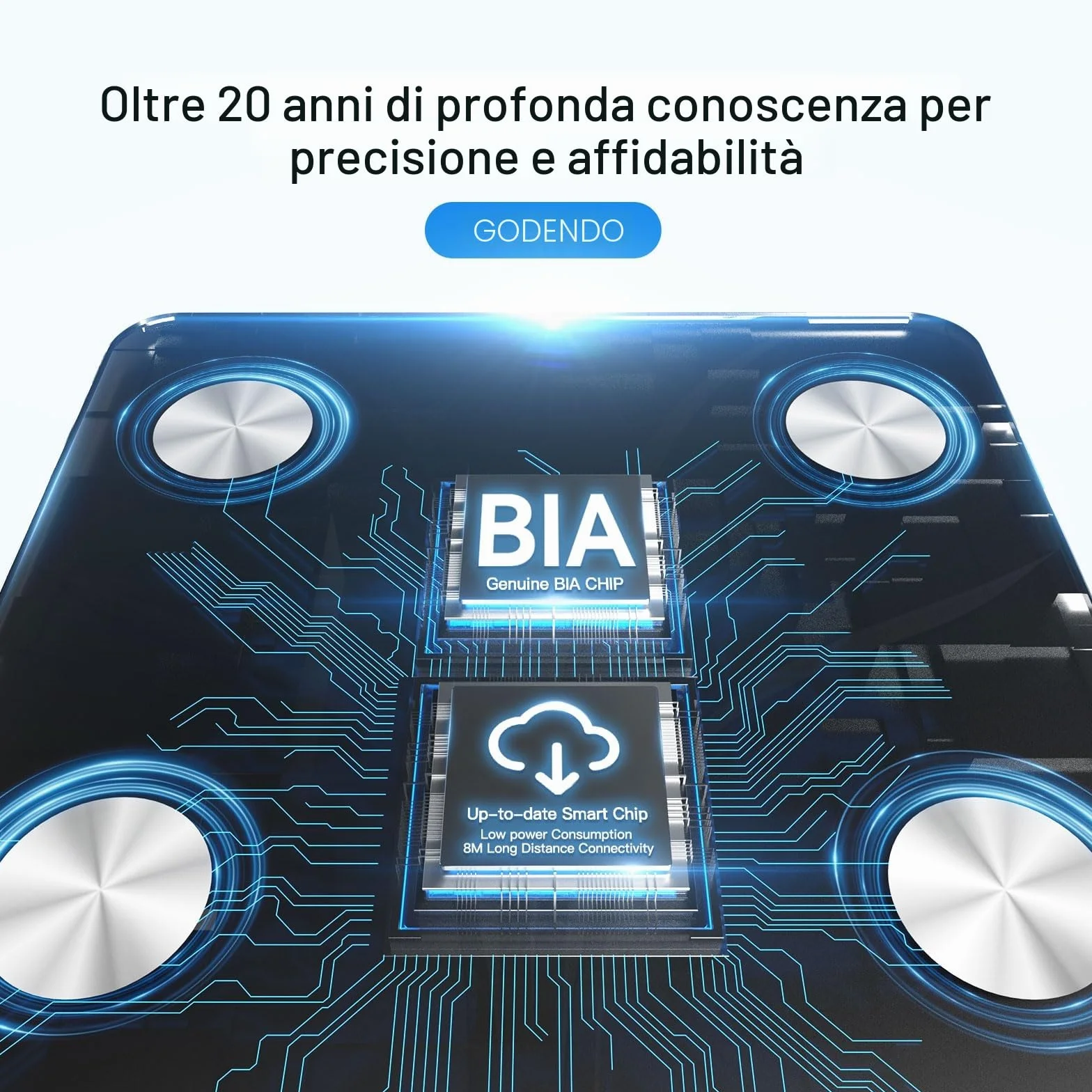 Vitafit Bilancia Pesapersone Impedenziometrica App Sync 13 Composizione Corporea BMI Grasso Corporeo 182kg Nero