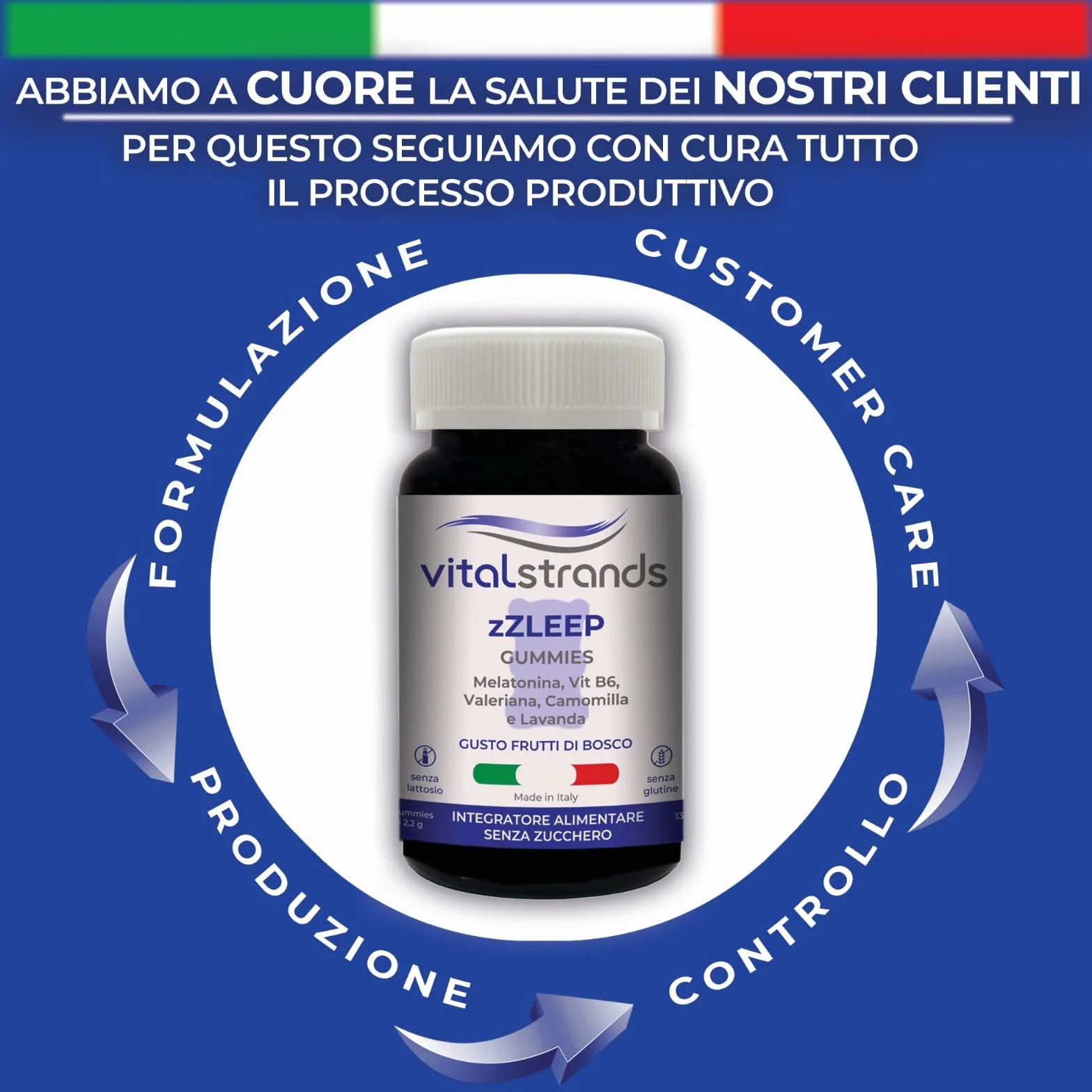 VITALSTRANDS zZLEEP | Melatonina per Dormire forte con l'aggiunta di erbe | Pastiglie per Dormire Meglio con Melatonina e Valeriana, Vitamina B6, Camomilla e Lavanda | 60 Caramelle per Dormire