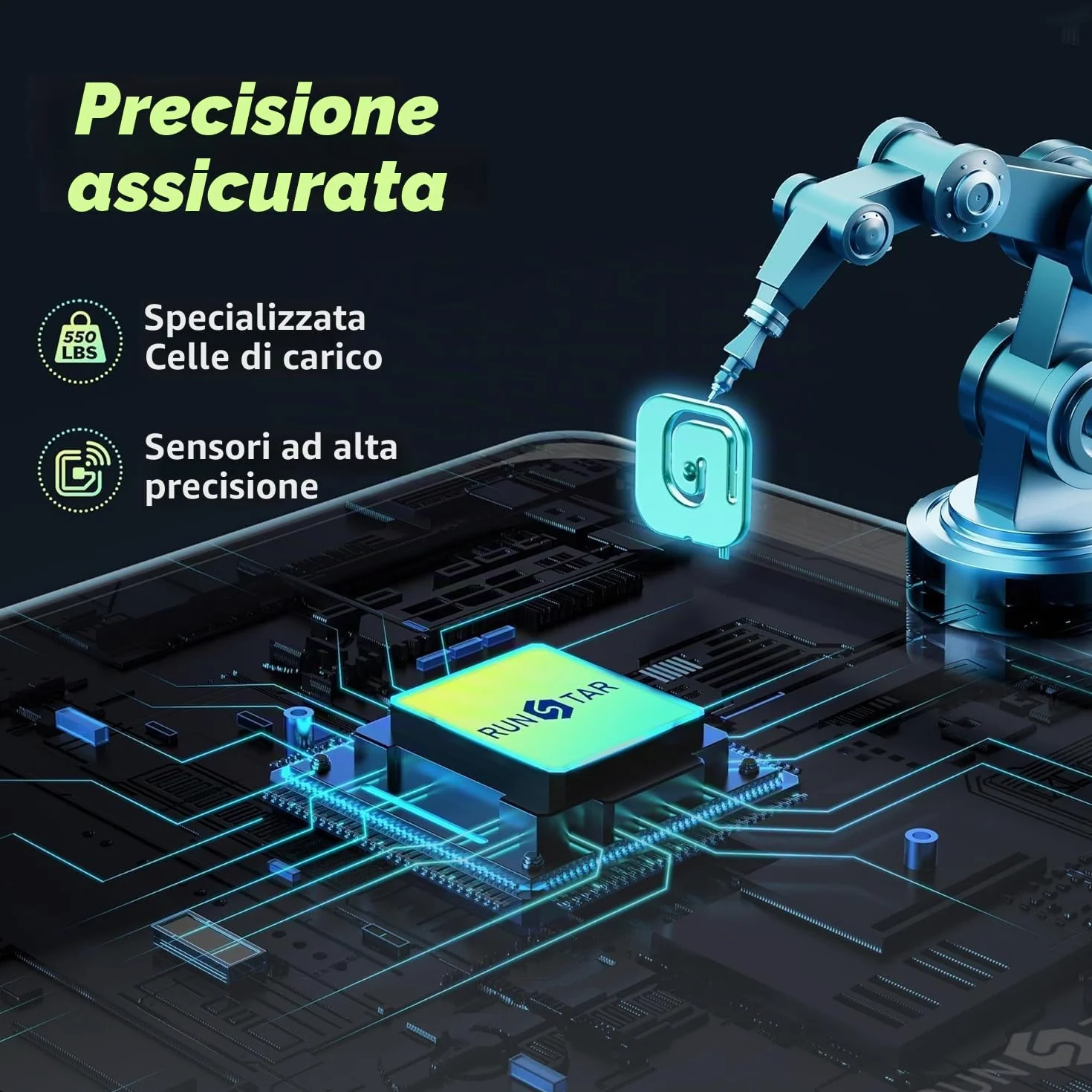 RunStar Bilancia Pesapersone Digitale 250kg Piattaforma Ultra Ampia Display LCD Alta Precisione