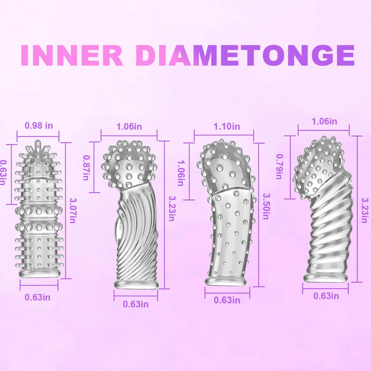 Qoosea 4 pezzi Manicotti per Dita per Coppie, Manicotti per Massaggio alle Dita Punto G, Copertura per Dita Facili da Trasportare Sex Toy(Trasparente)