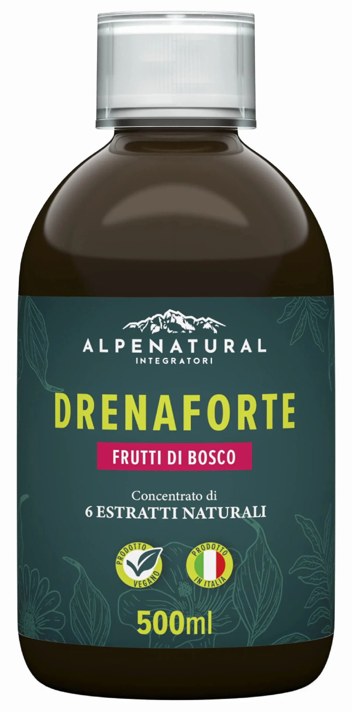 Drenaforte Drenante Forte Concentrato di 6 Estratti Naturali Detox Depurativo Naturale Ritenzione Idrica Frutti di Bosco Vegano 500 ml