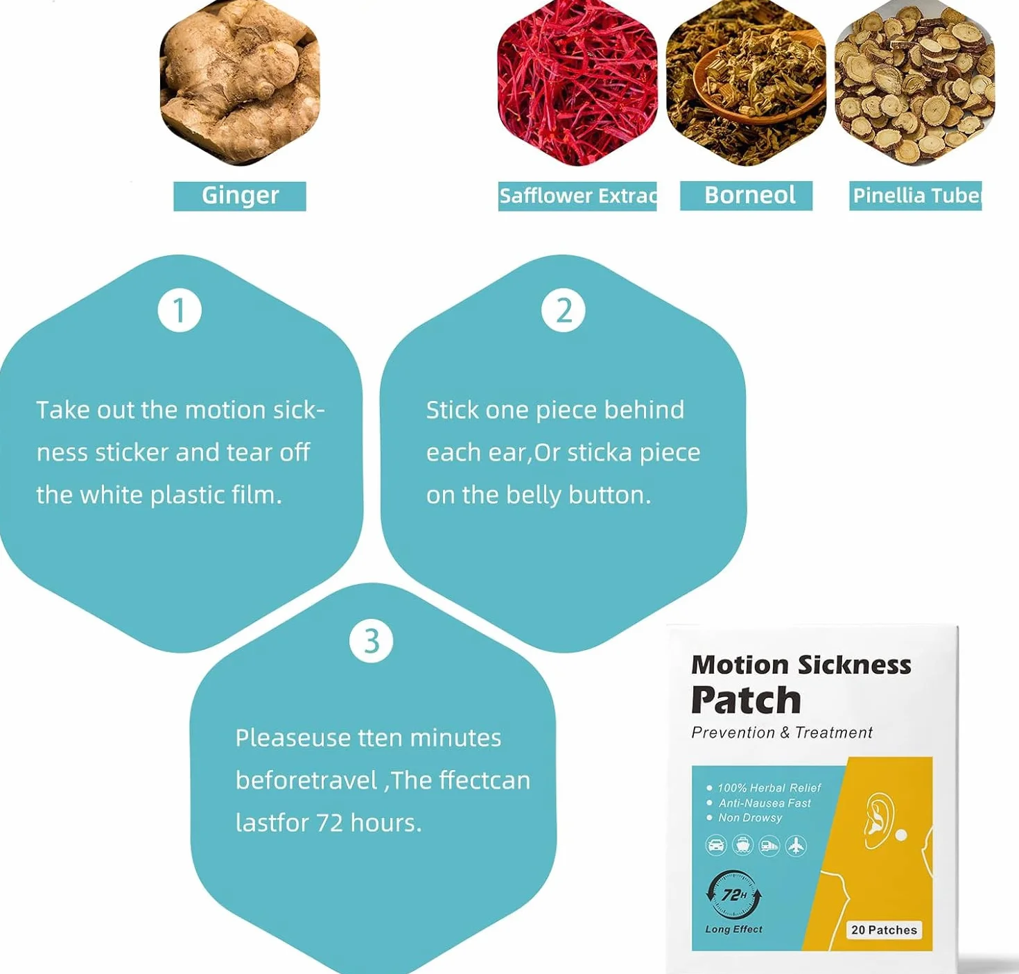 Patch per cinetosi anti nausea 20 conteggi azione rapida