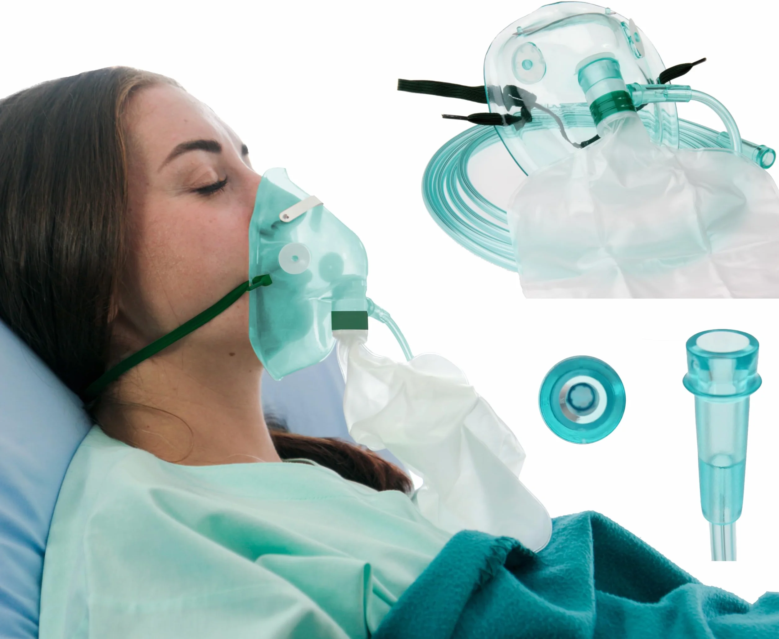 Maschera di ossigeno ad alta concentrazione per adulti non rebreathing con sacchetto del serbatoio Tiga-Med tubo 210 cm attacco standardizzato senza DEHP