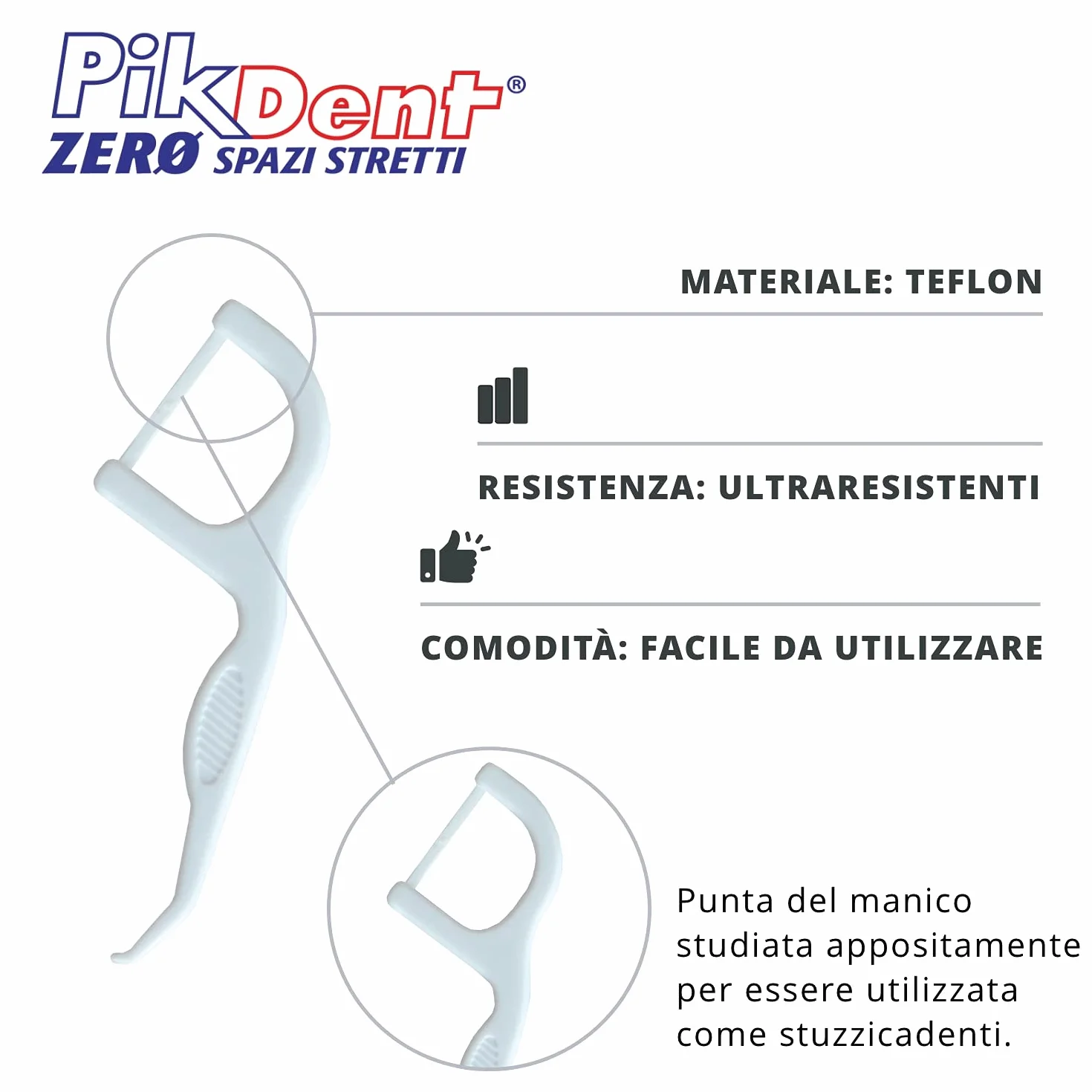 Pikdent Zero Spazi Stretti - Forcelle Interdentali con nastro in PTFE - Comode Come Lo Stuzzicadenti, Efficaci Come il Filo Interdentale - 30 Forcelle