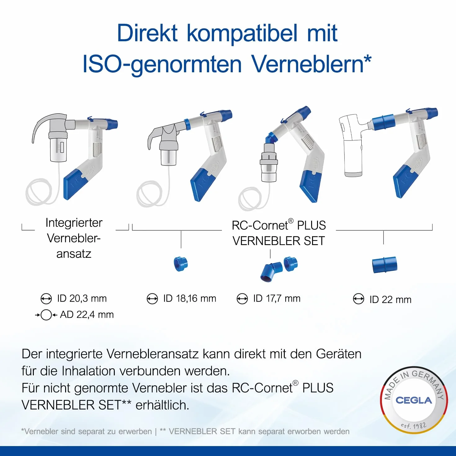 CEGLA RC-Cornet PLUS Dispositivo per terapia respiratoria, riduce tosse, scioglie muco, libera vie respiratorie