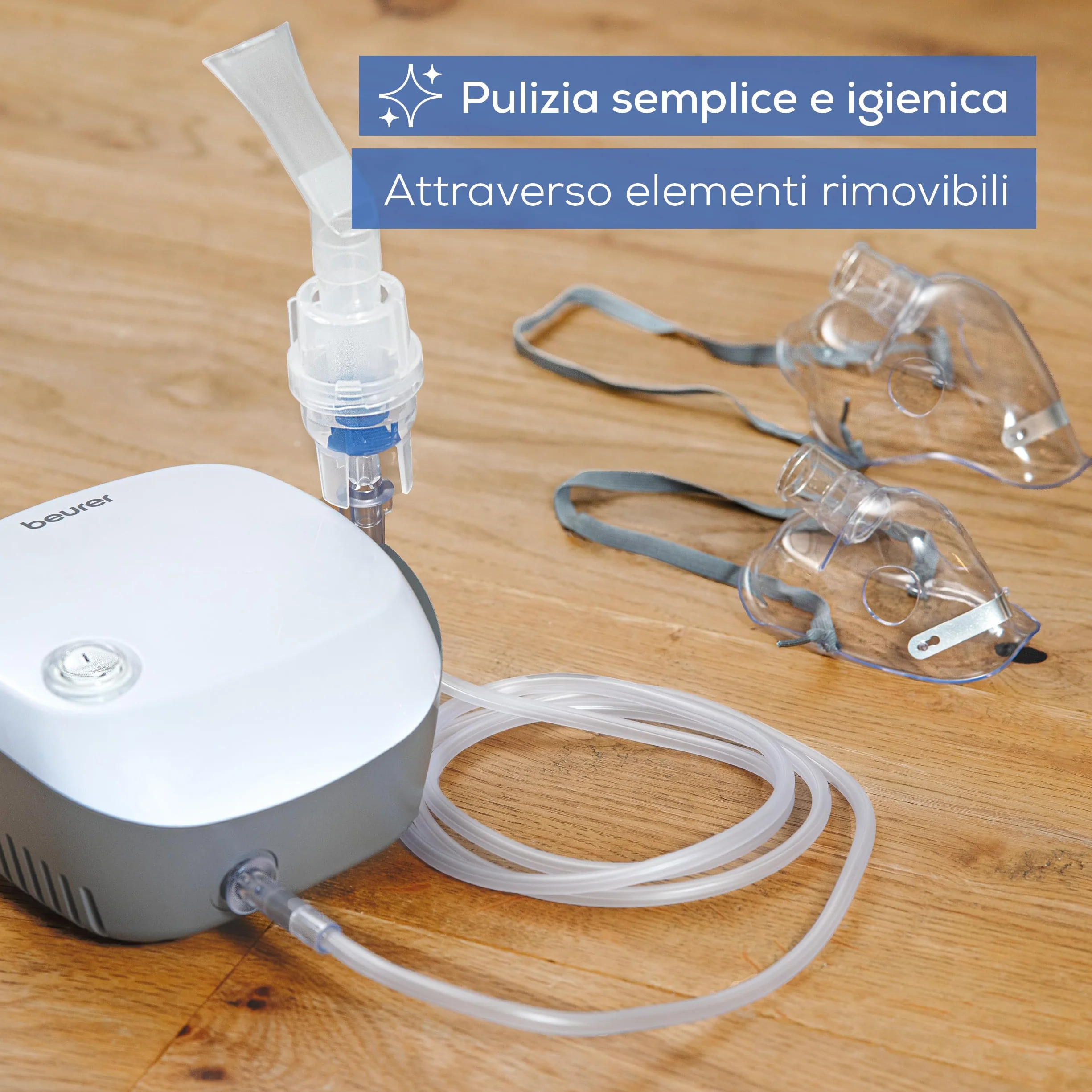Beurer IH 18 Aerosol ad aria compressa con compressore per inalazione, set 8 pezzi